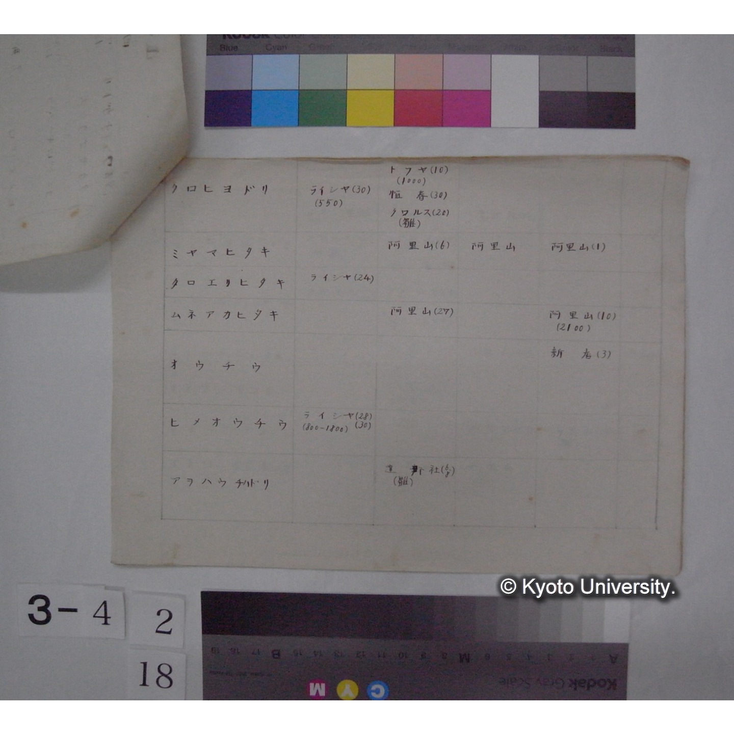 目録 (台湾における鳥の巣卵の調査) / 山田信夫氏採集 (2)