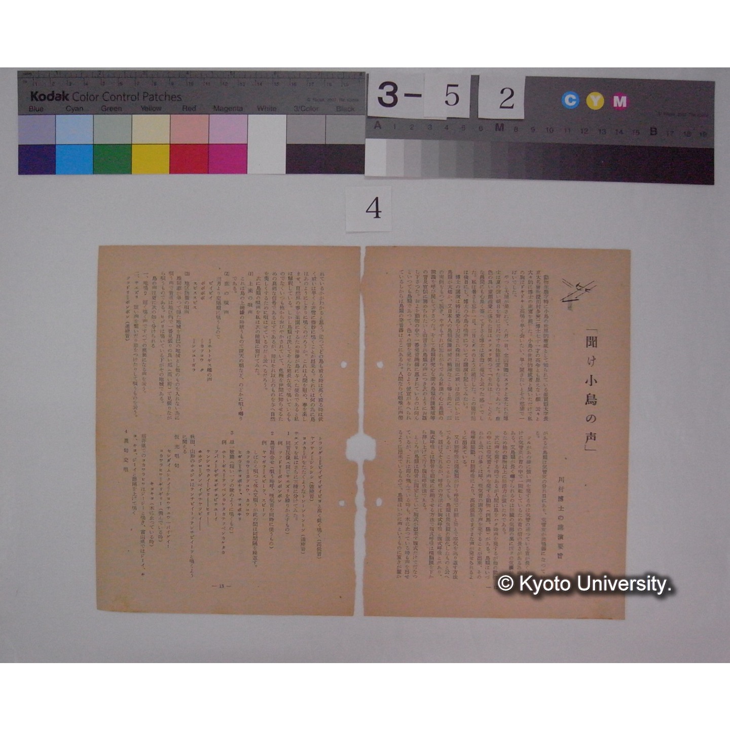 聞け小鳥の声 : 川村博士の講演要旨 (2)