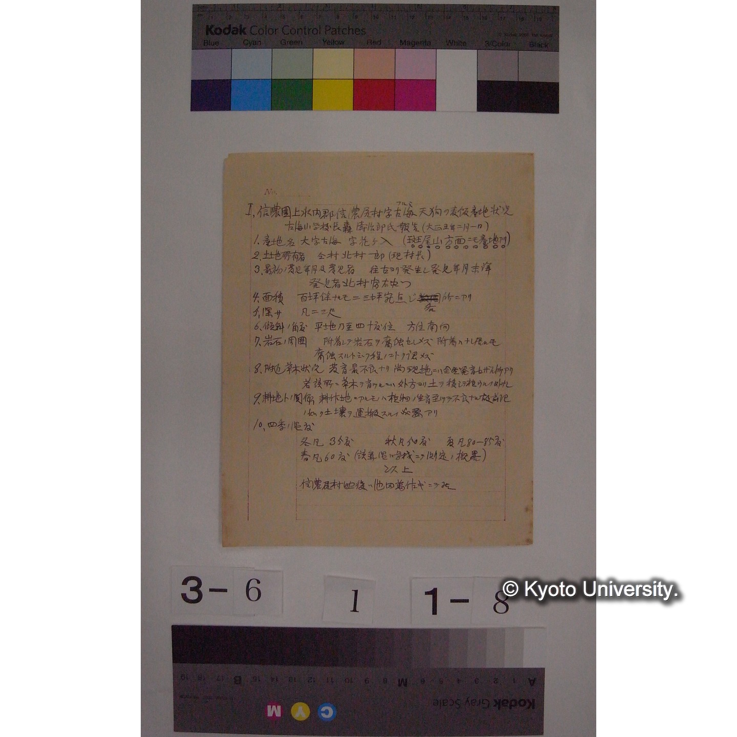 (天狗の麦飯産地状況) [直筆原稿] / 川村多實二 (1)