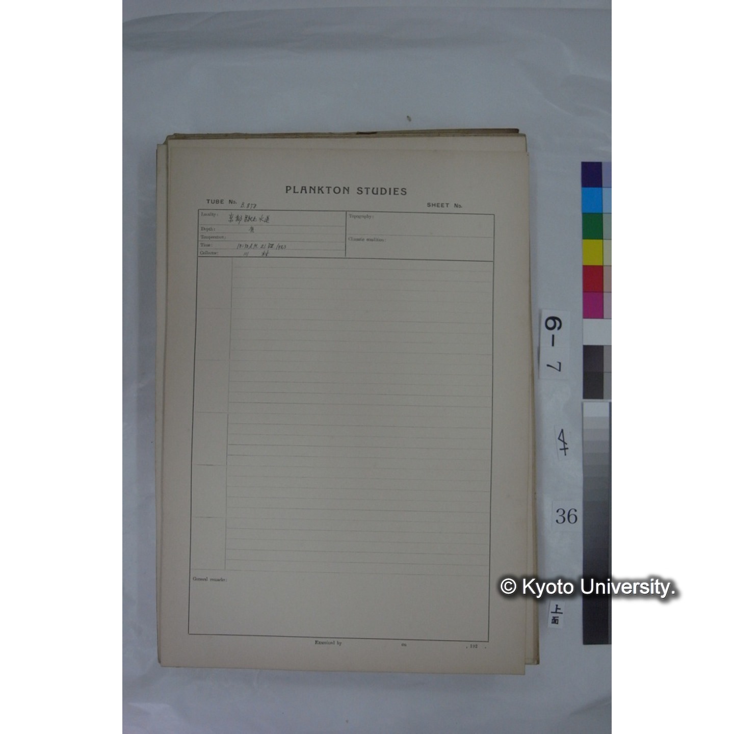 プランクトン標本調査カード (国内各地,採取データのみ) (36)