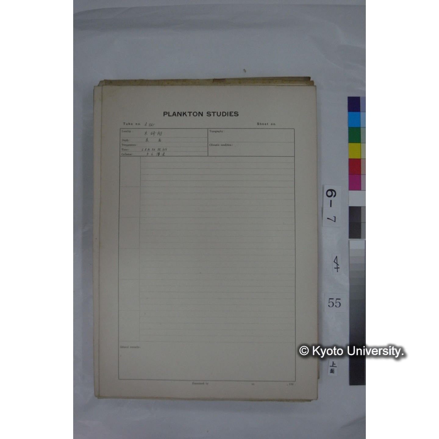 プランクトン標本調査カード (国内各地,採取データのみ) (55)