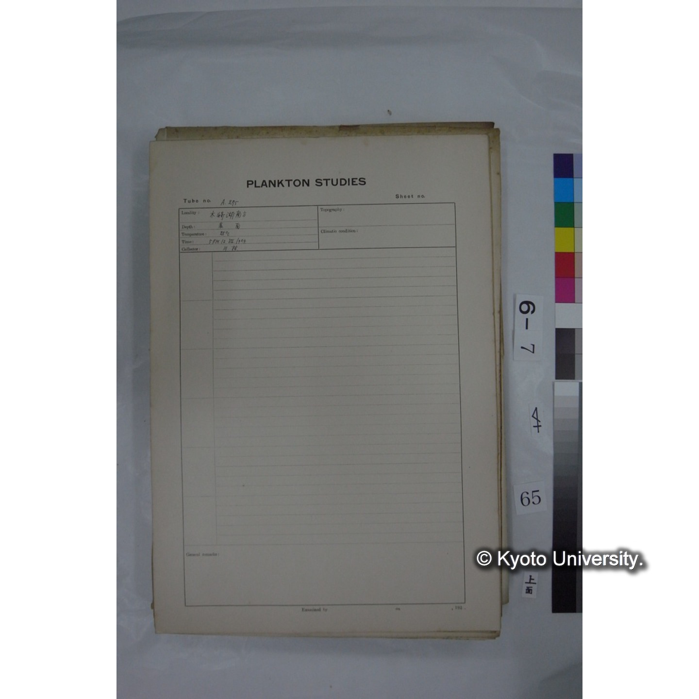 プランクトン標本調査カード (国内各地,採取データのみ) (65)