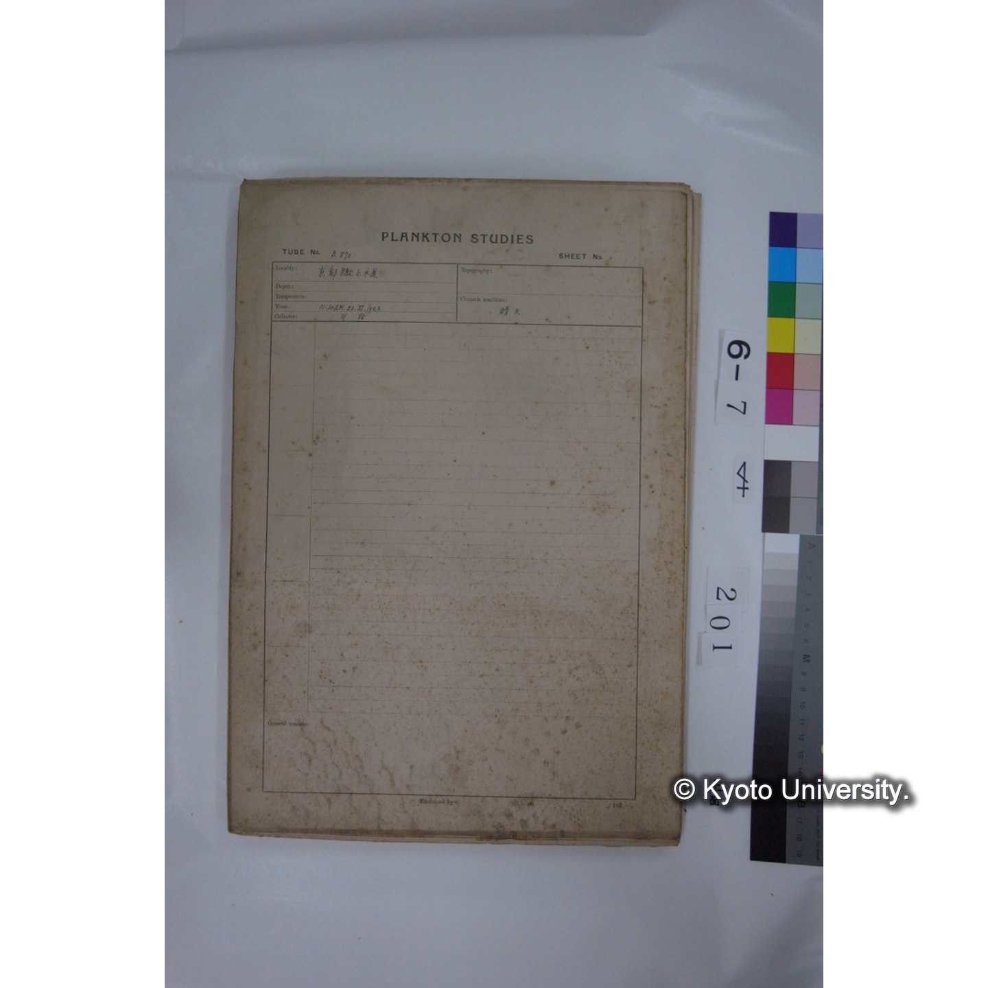 プランクトン標本調査カード (国内各地,採取データのみ) (202)
