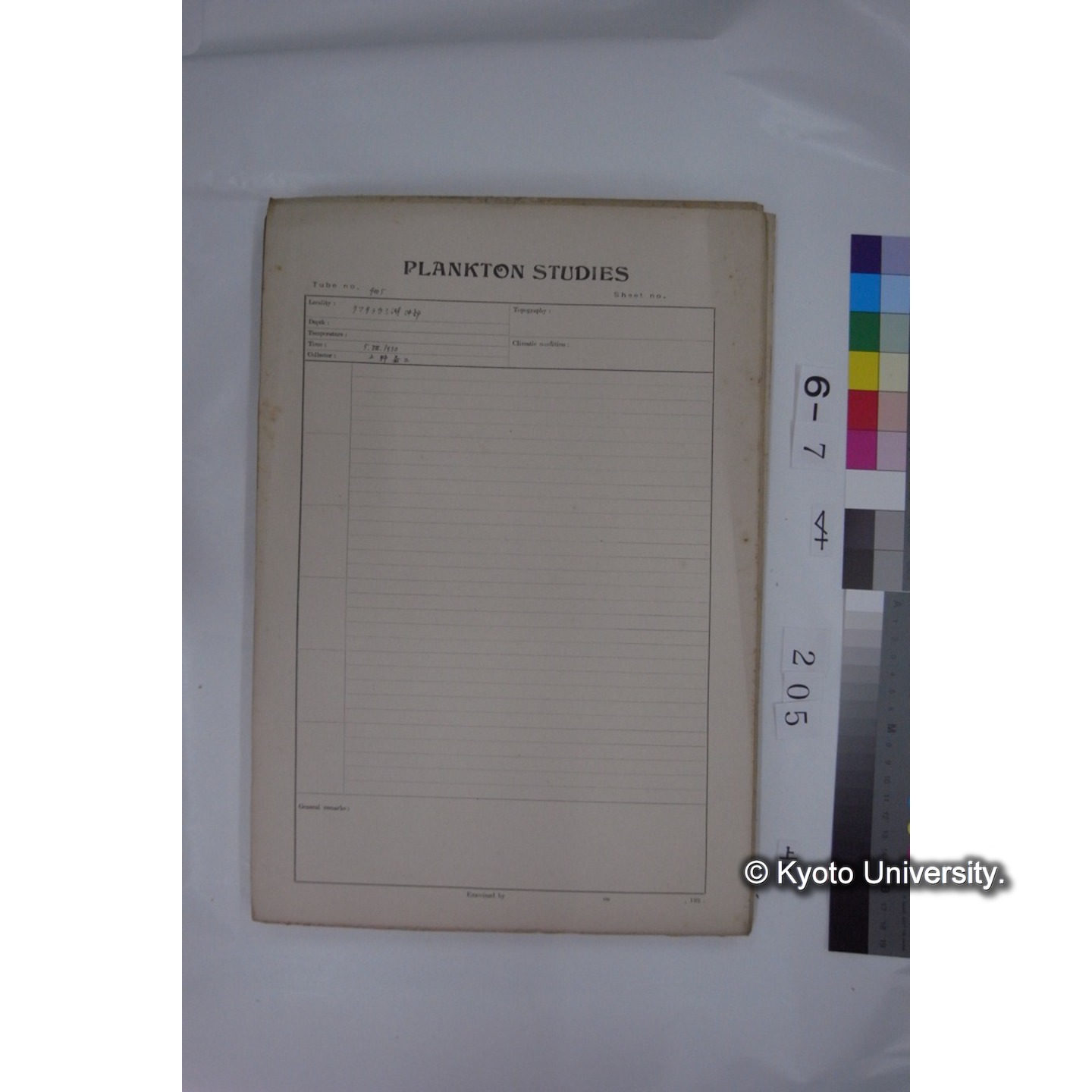 プランクトン標本調査カード (国内各地,採取データのみ) (206)
