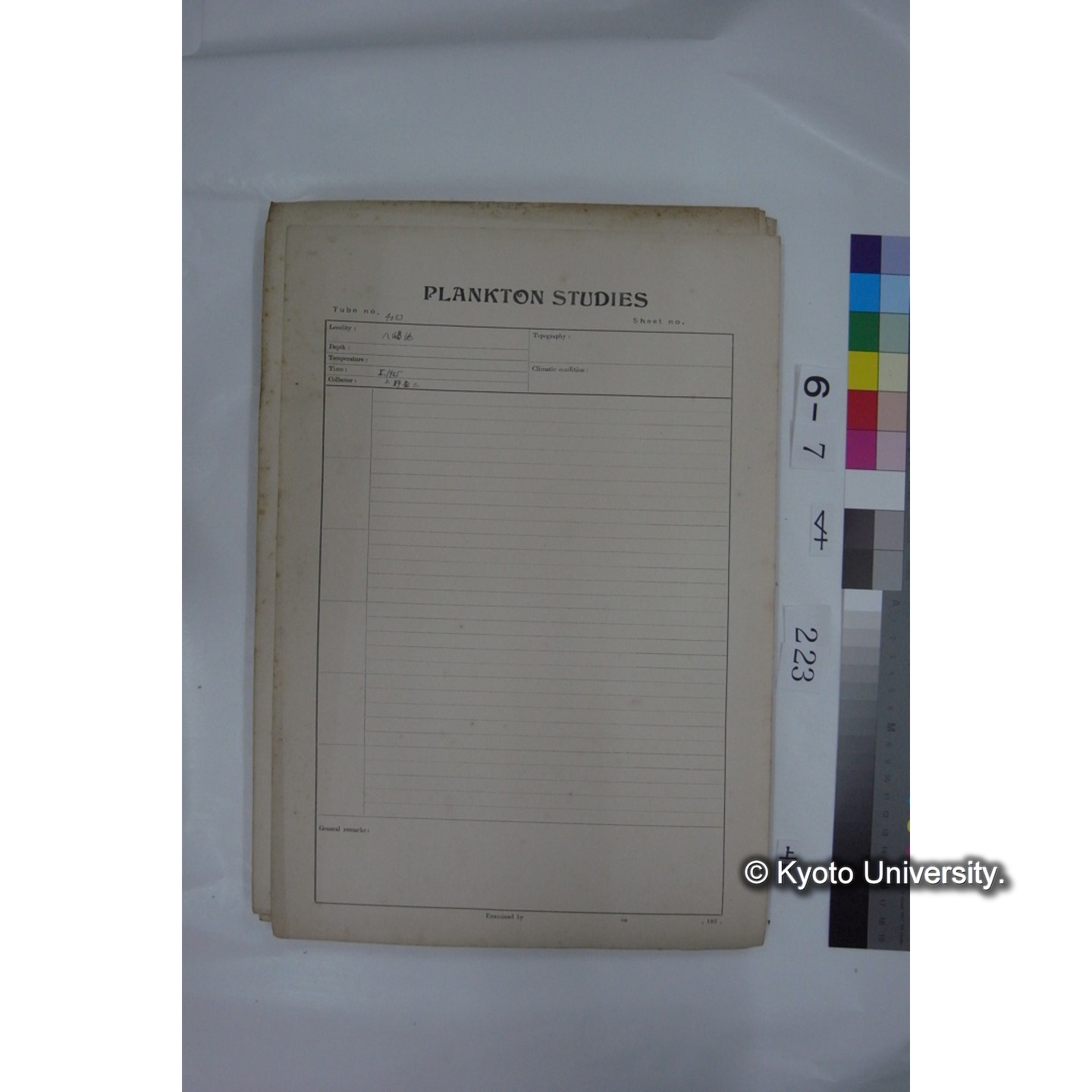 プランクトン標本調査カード (国内各地,採取データのみ) (224)