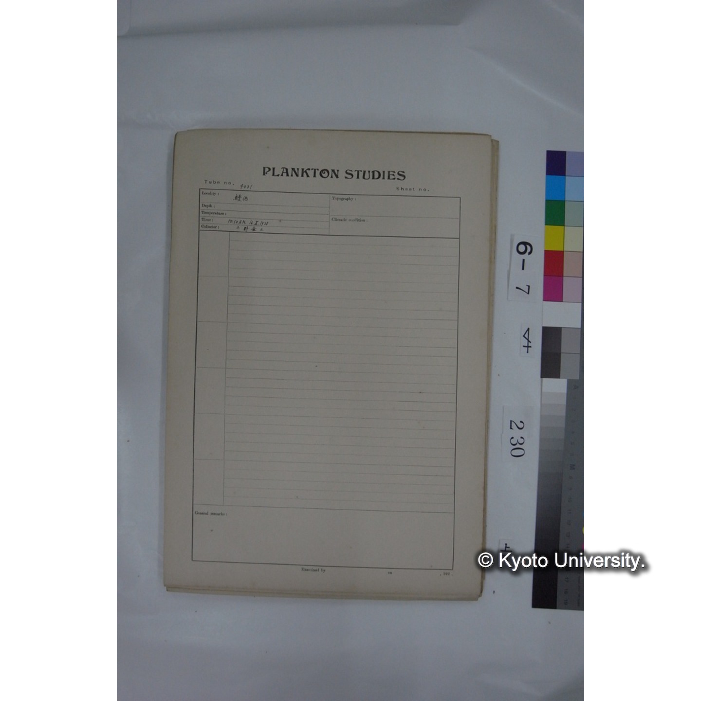 プランクトン標本調査カード (国内各地,採取データのみ) (231)