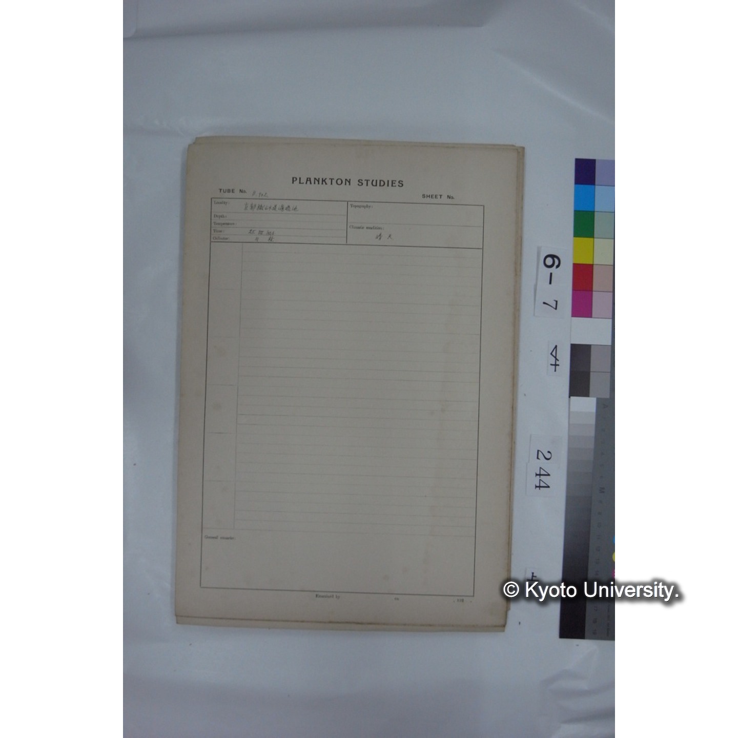プランクトン標本調査カード (国内各地,採取データのみ) (245)