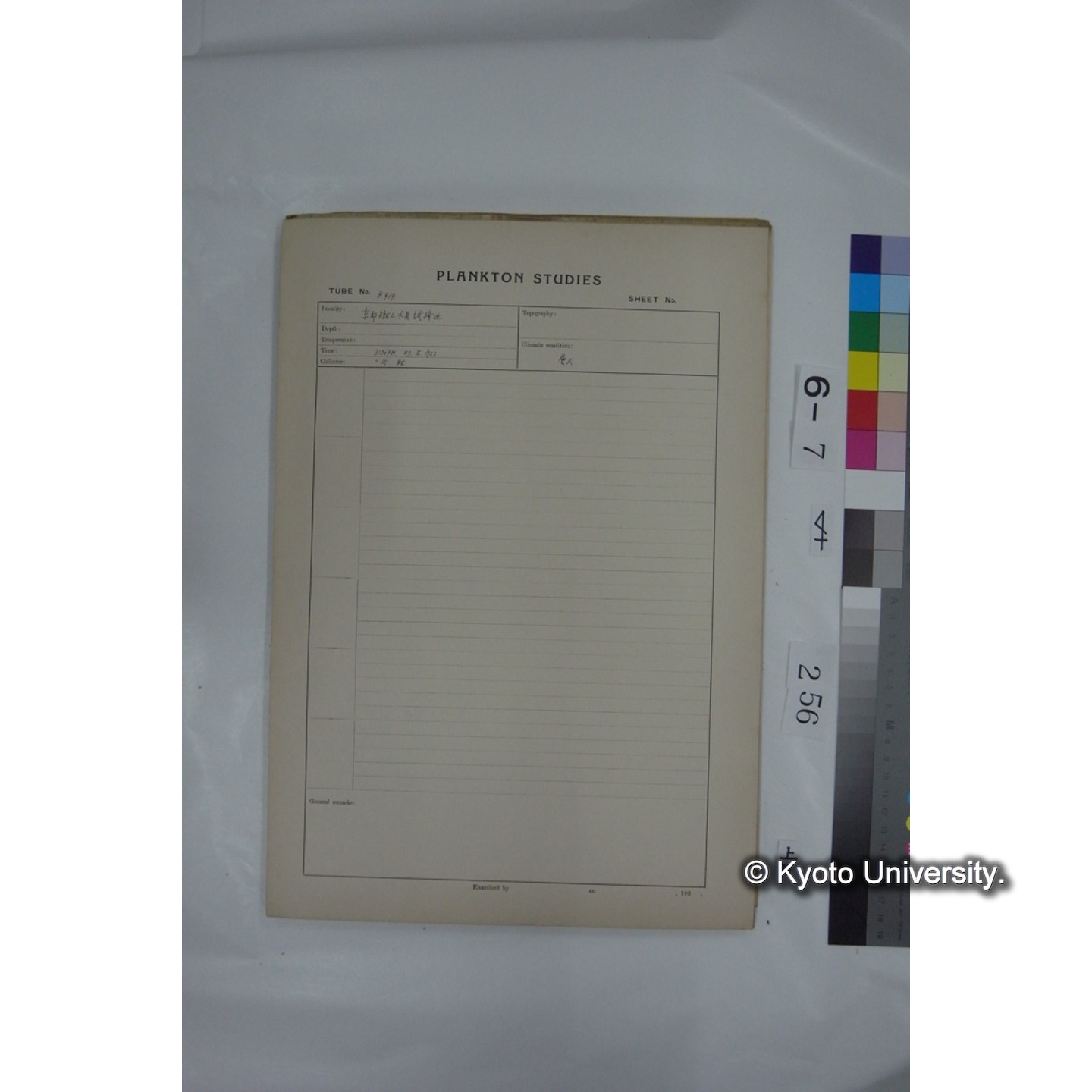 プランクトン標本調査カード (国内各地,採取データのみ) (257)
