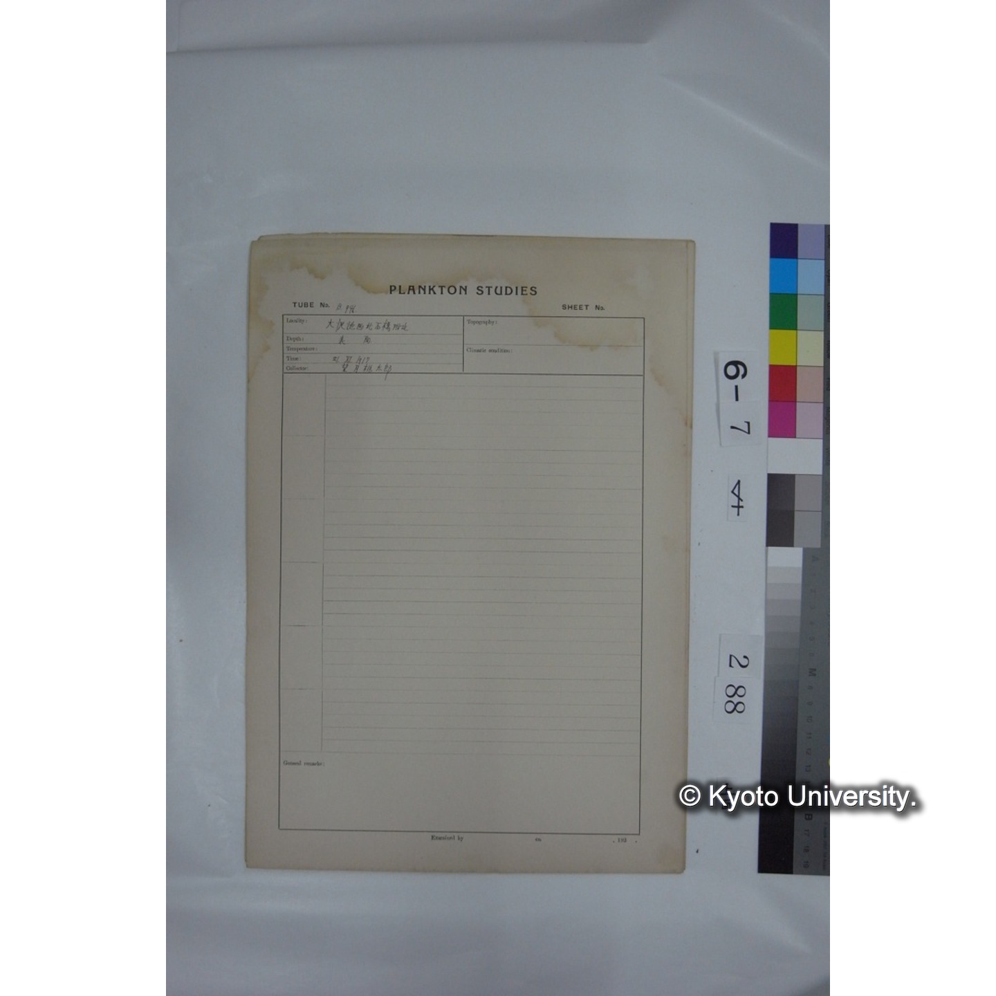 プランクトン標本調査カード (国内各地,採取データのみ) (289)