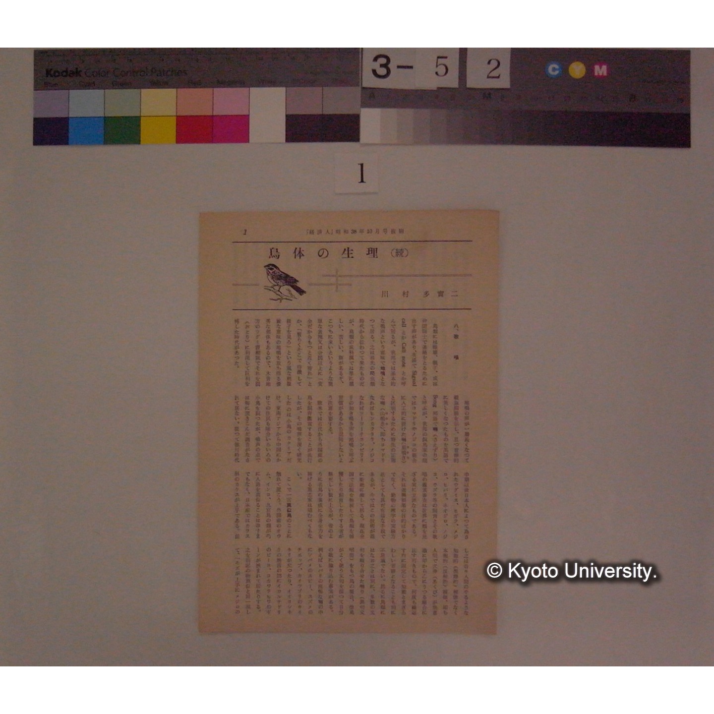 鳥体の生理 / 川村多實二 (経済人; 昭和38年10月号抜刷) (1)