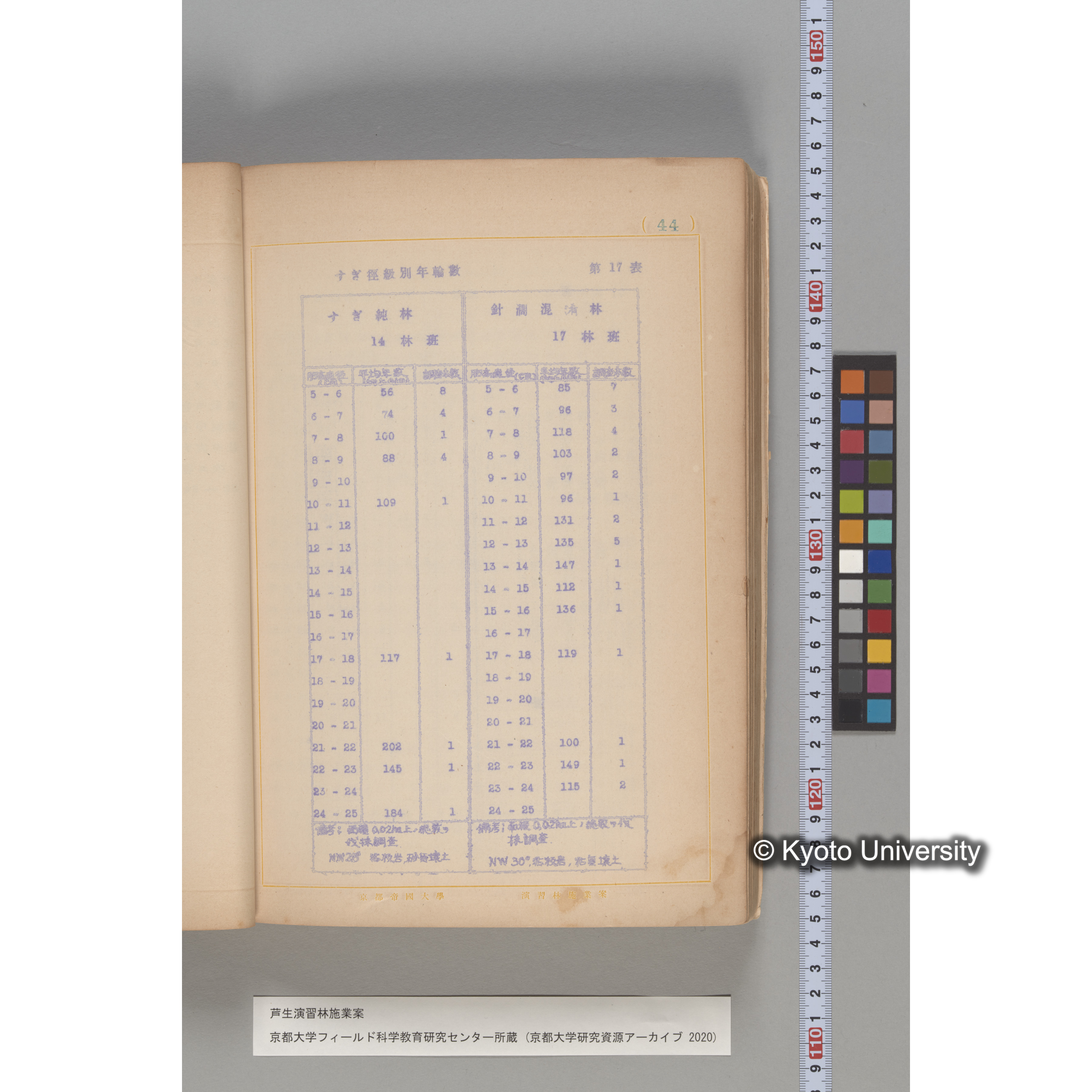 芦生演習林 施業案 実行期間 自昭和5年 至昭和14年. (42)