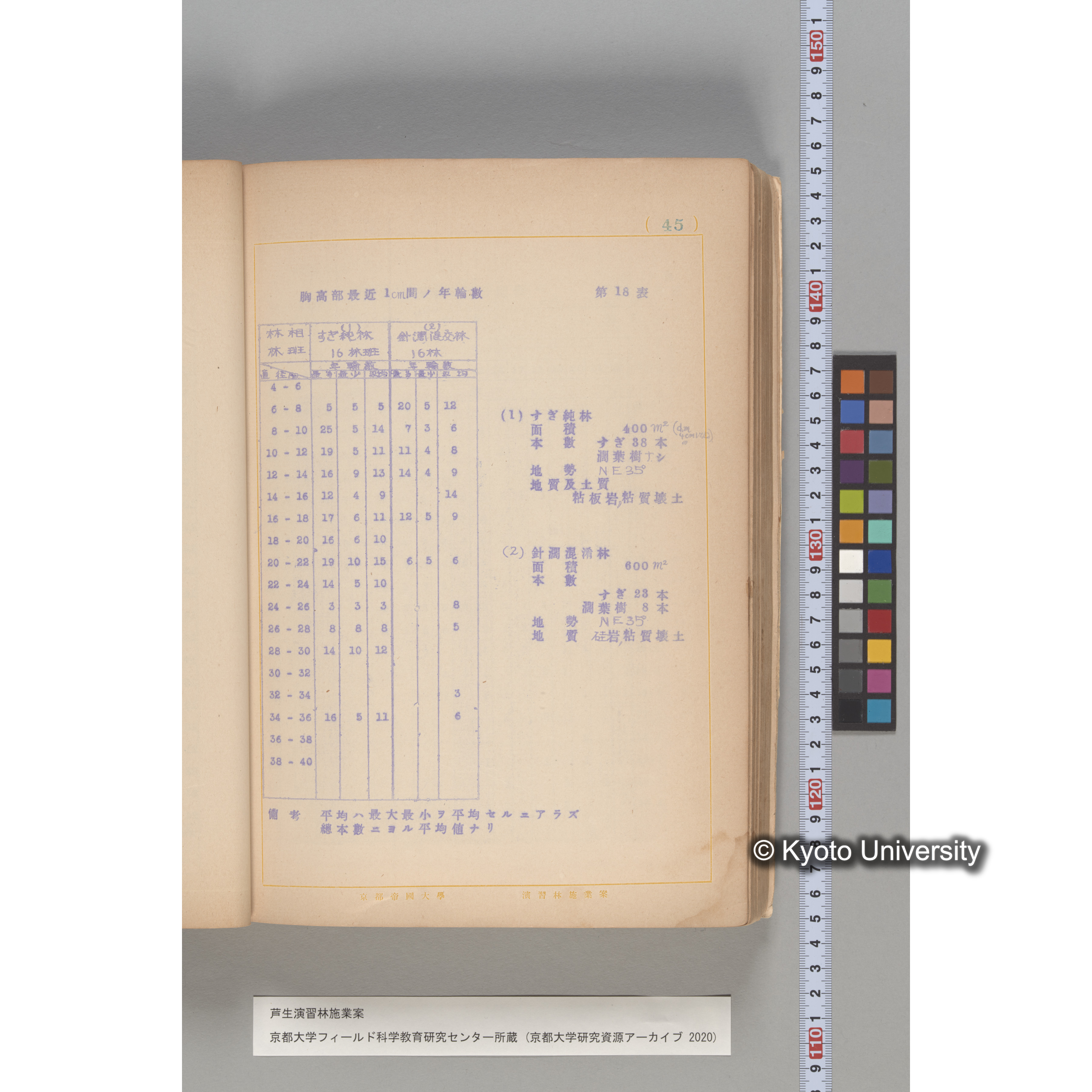 芦生演習林 施業案 実行期間 自昭和5年 至昭和14年. (43)