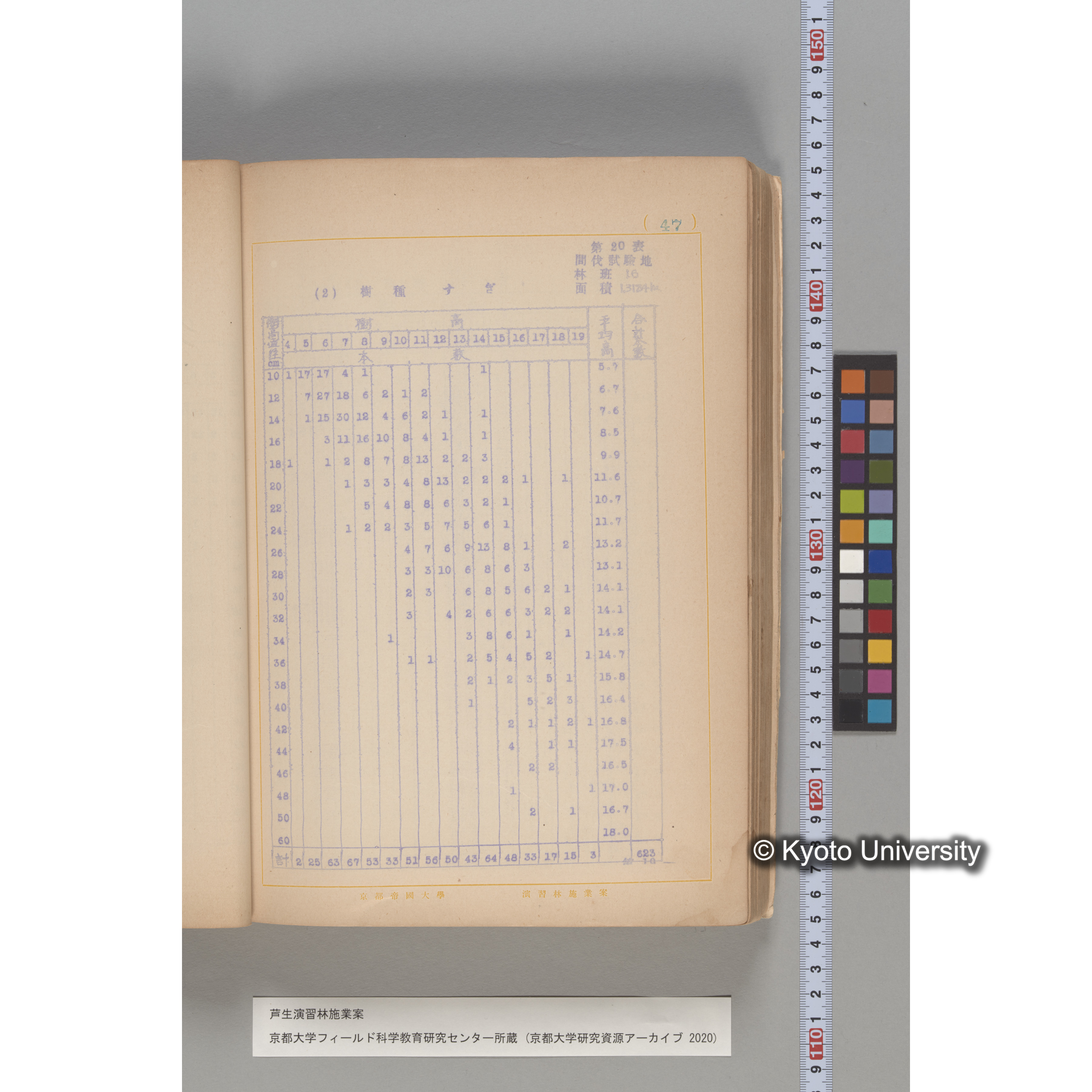 芦生演習林 施業案 実行期間 自昭和5年 至昭和14年. (45)