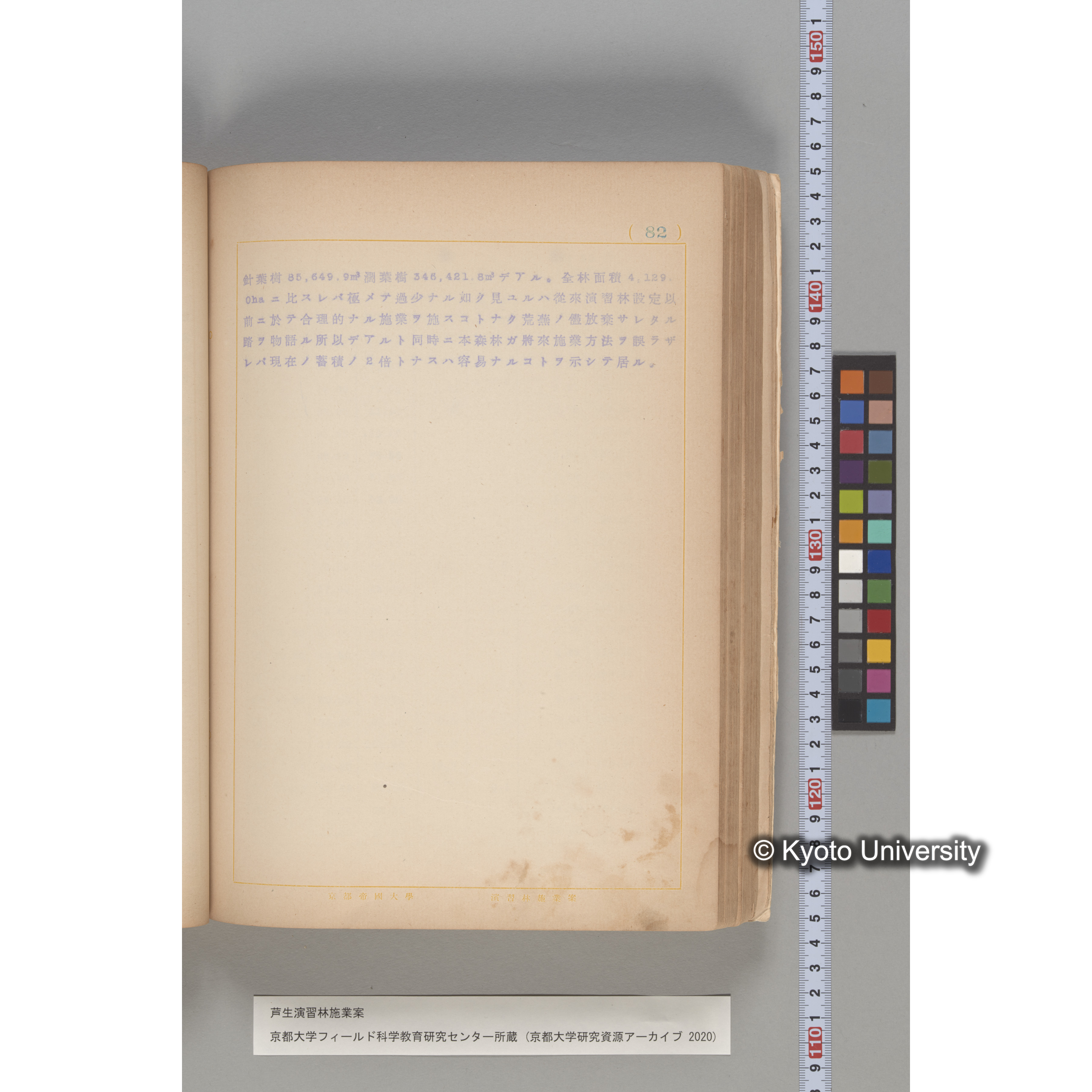 芦生演習林 施業案 実行期間 自昭和5年 至昭和14年. (82)