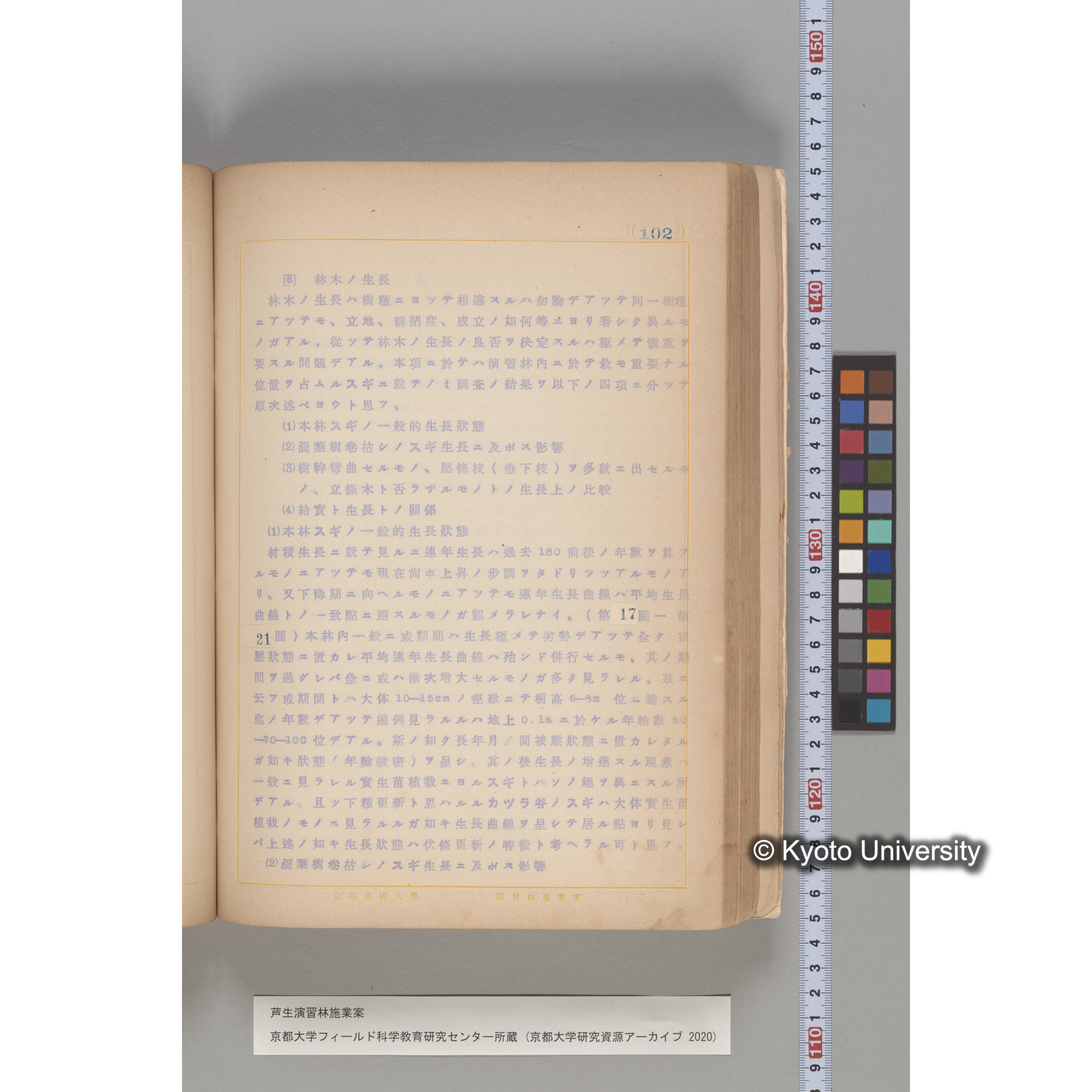 芦生演習林 施業案 実行期間 自昭和5年 至昭和14年. (102)