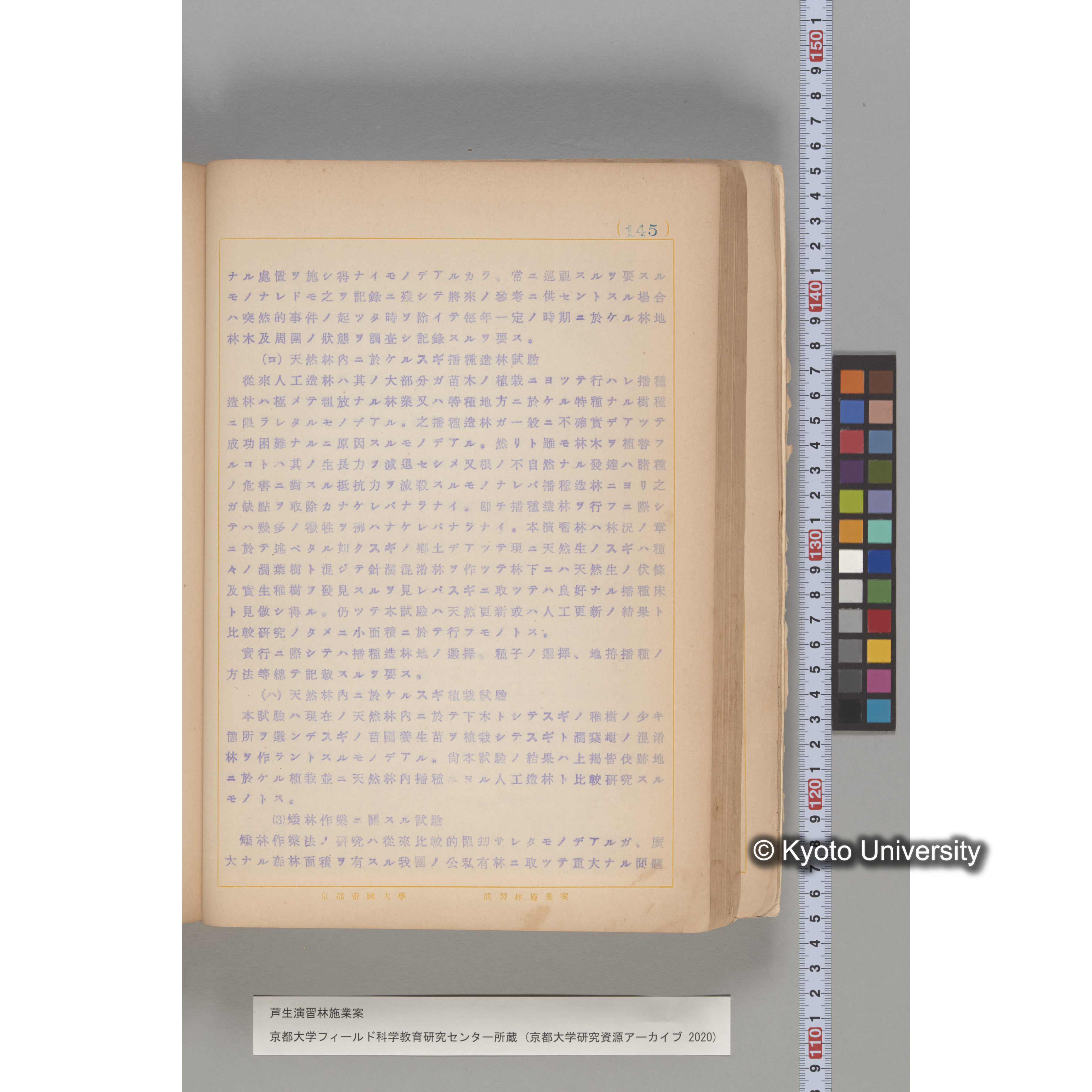 芦生演習林 施業案 実行期間 自昭和5年 至昭和14年. (145)