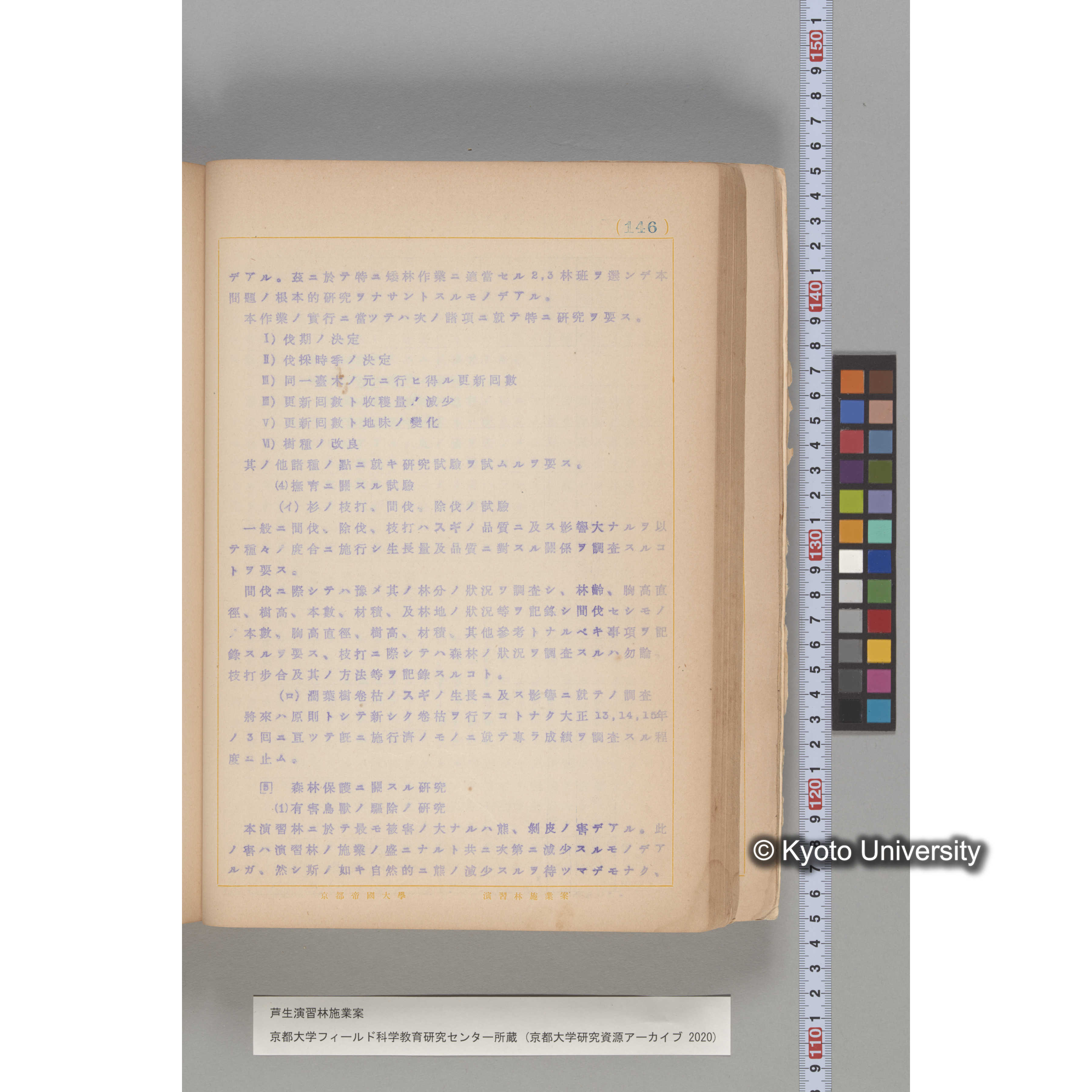 芦生演習林 施業案 実行期間 自昭和5年 至昭和14年. (146)