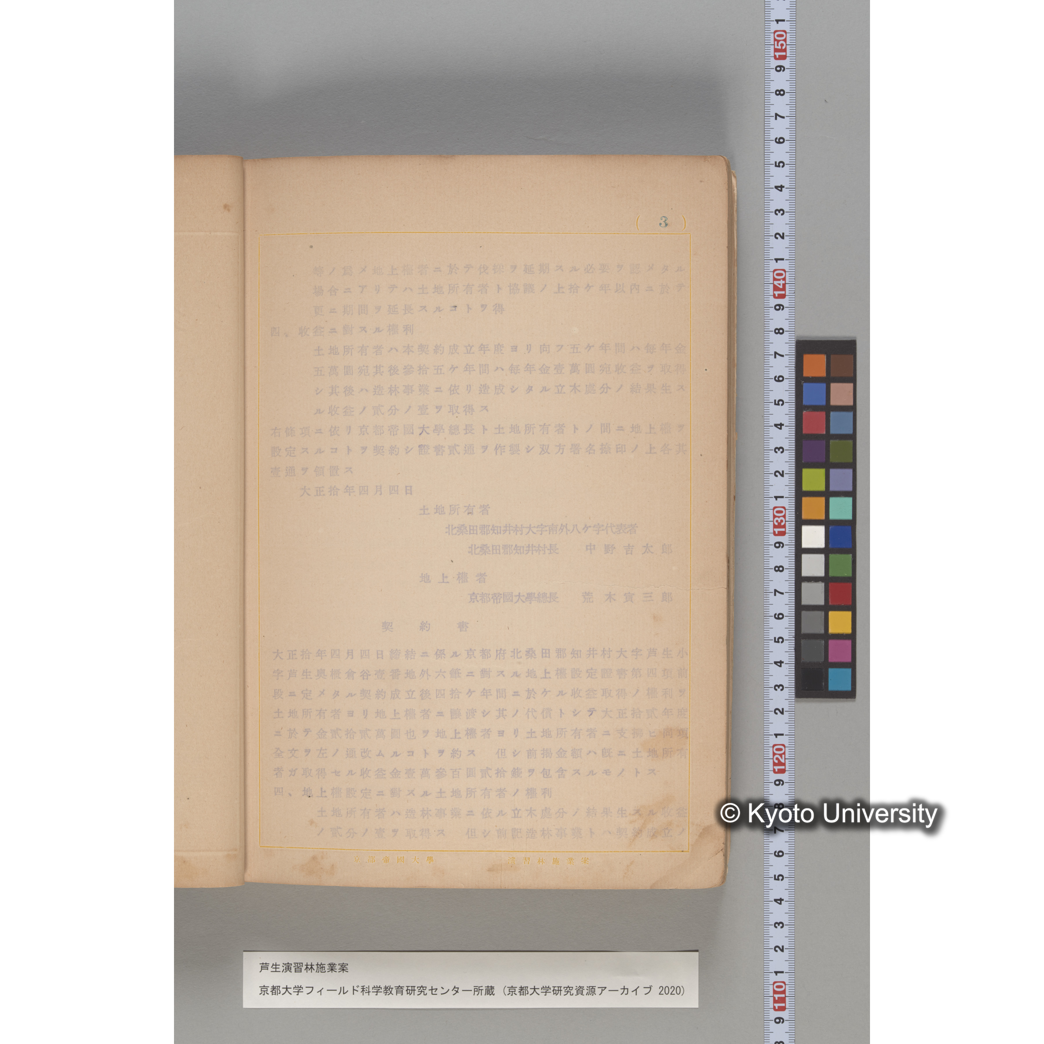 芦生演習林 施業案 実行期間 自昭和5年 至昭和14年. (208)