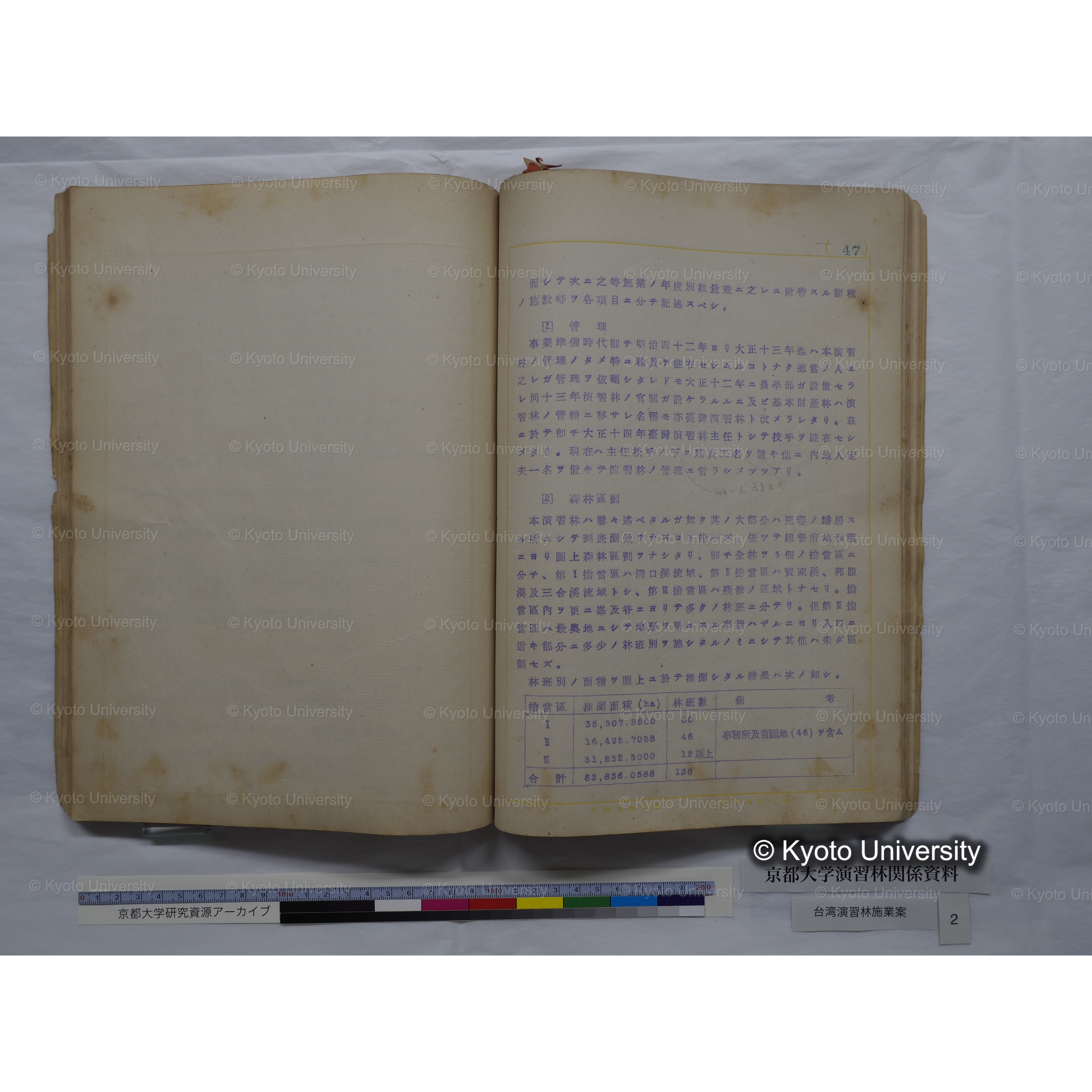 台湾演習林　施業案　実行期間＜自昭和 6年／至昭和12年＞　昭和六年四月編成. (146)