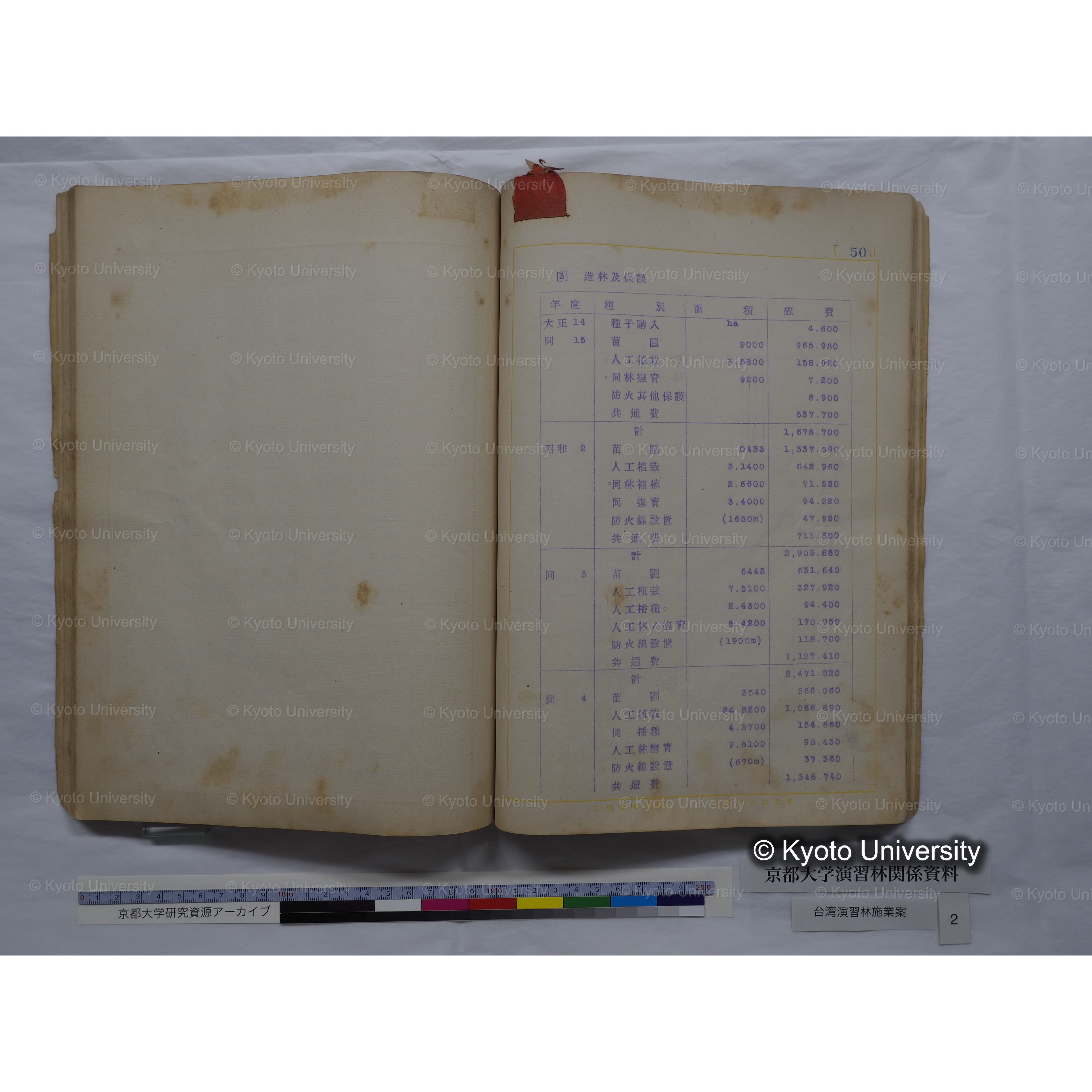 台湾演習林　施業案　実行期間＜自昭和 6年／至昭和12年＞　昭和六年四月編成. (149)