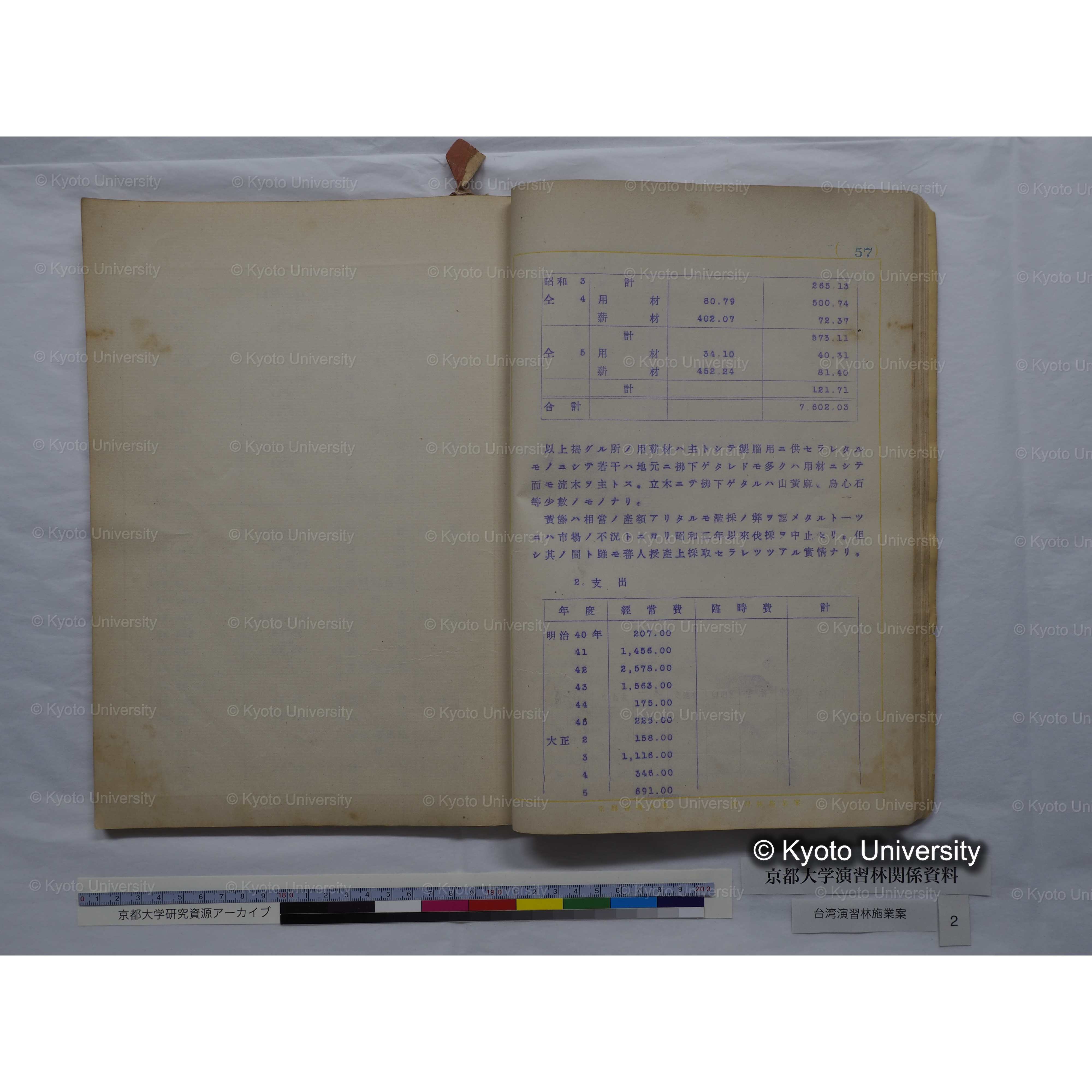 台湾演習林　施業案　実行期間＜自昭和 6年／至昭和12年＞　昭和六年四月編成. (156)