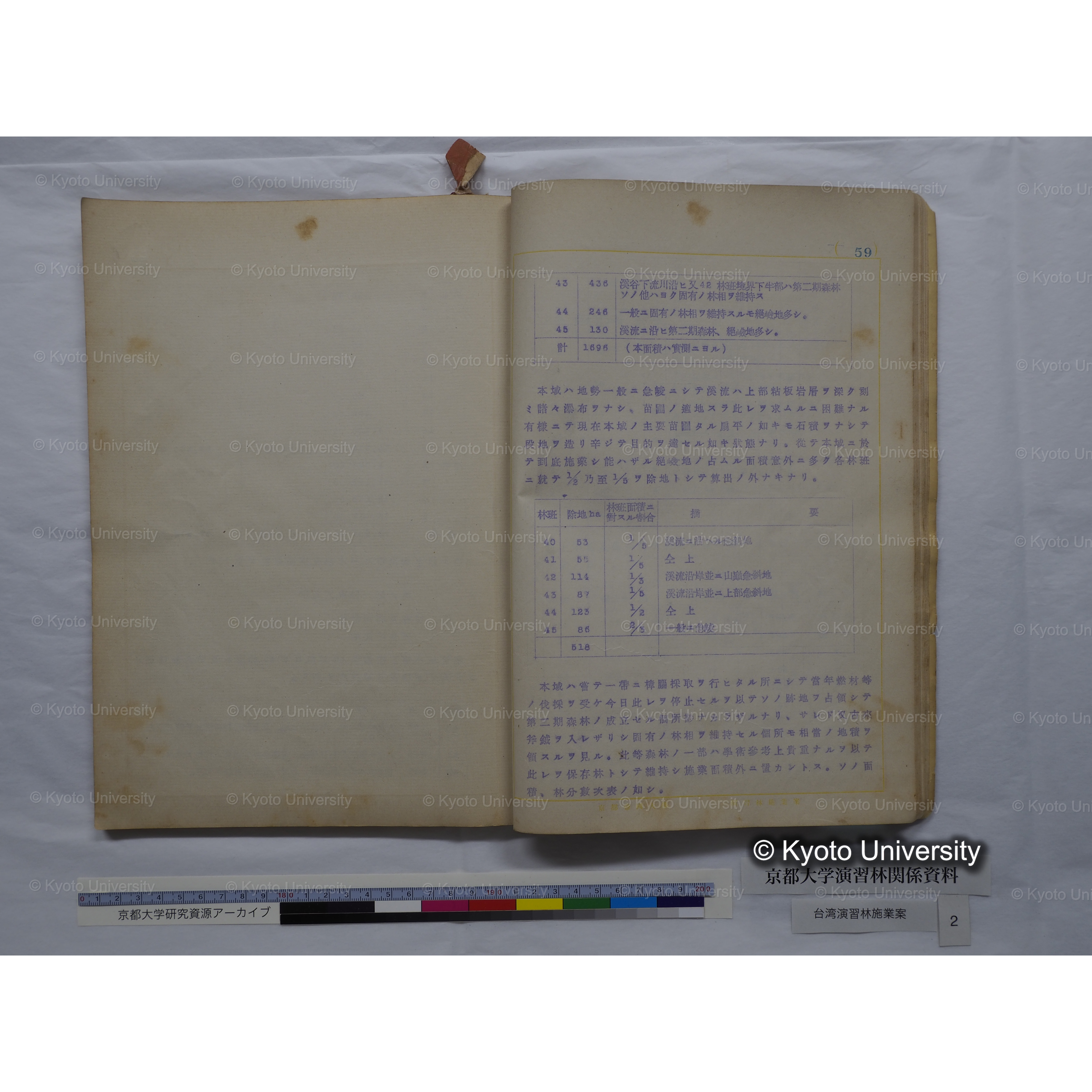 台湾演習林　施業案　実行期間＜自昭和 6年／至昭和12年＞　昭和六年四月編成. (158)