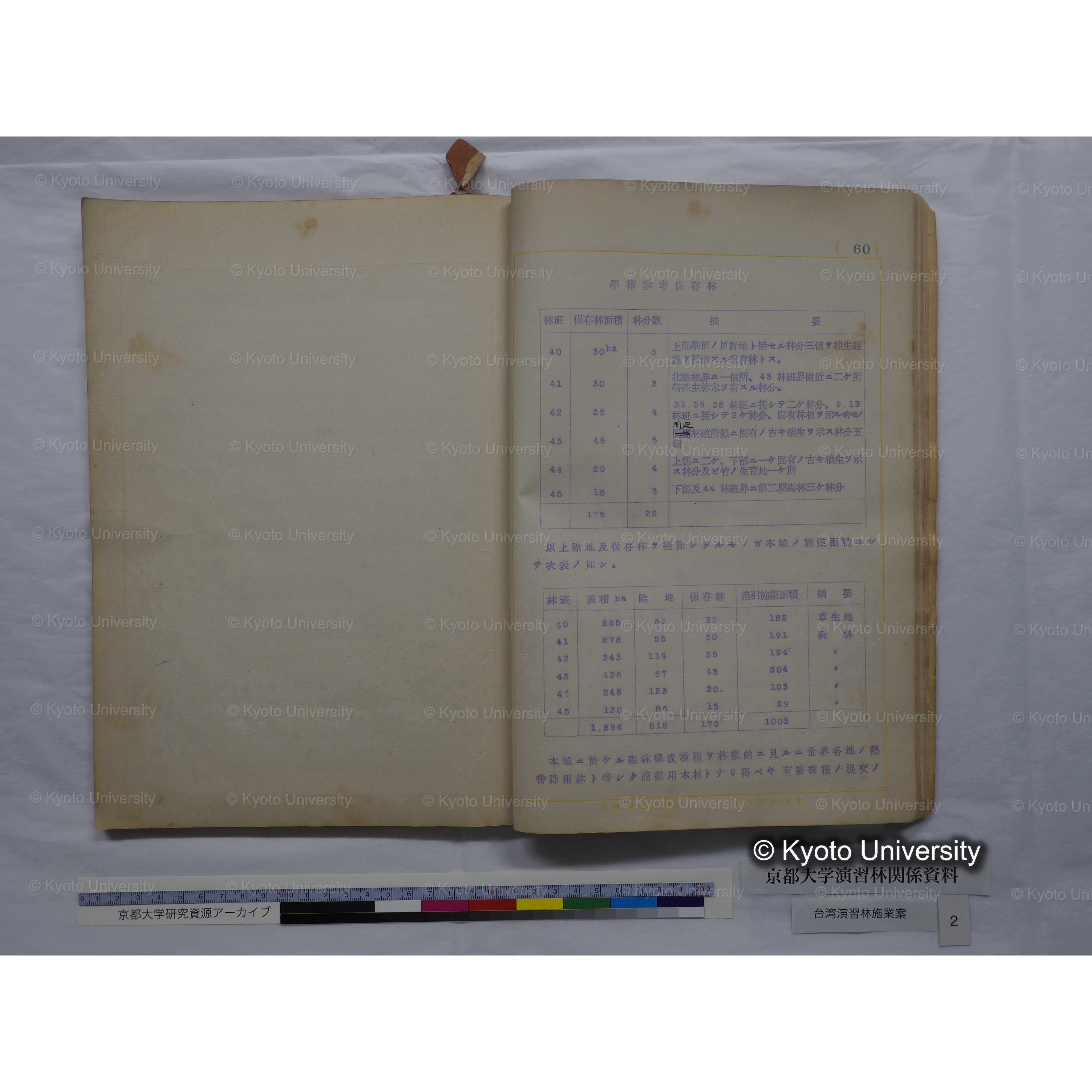 台湾演習林　施業案　実行期間＜自昭和 6年／至昭和12年＞　昭和六年四月編成. (159)