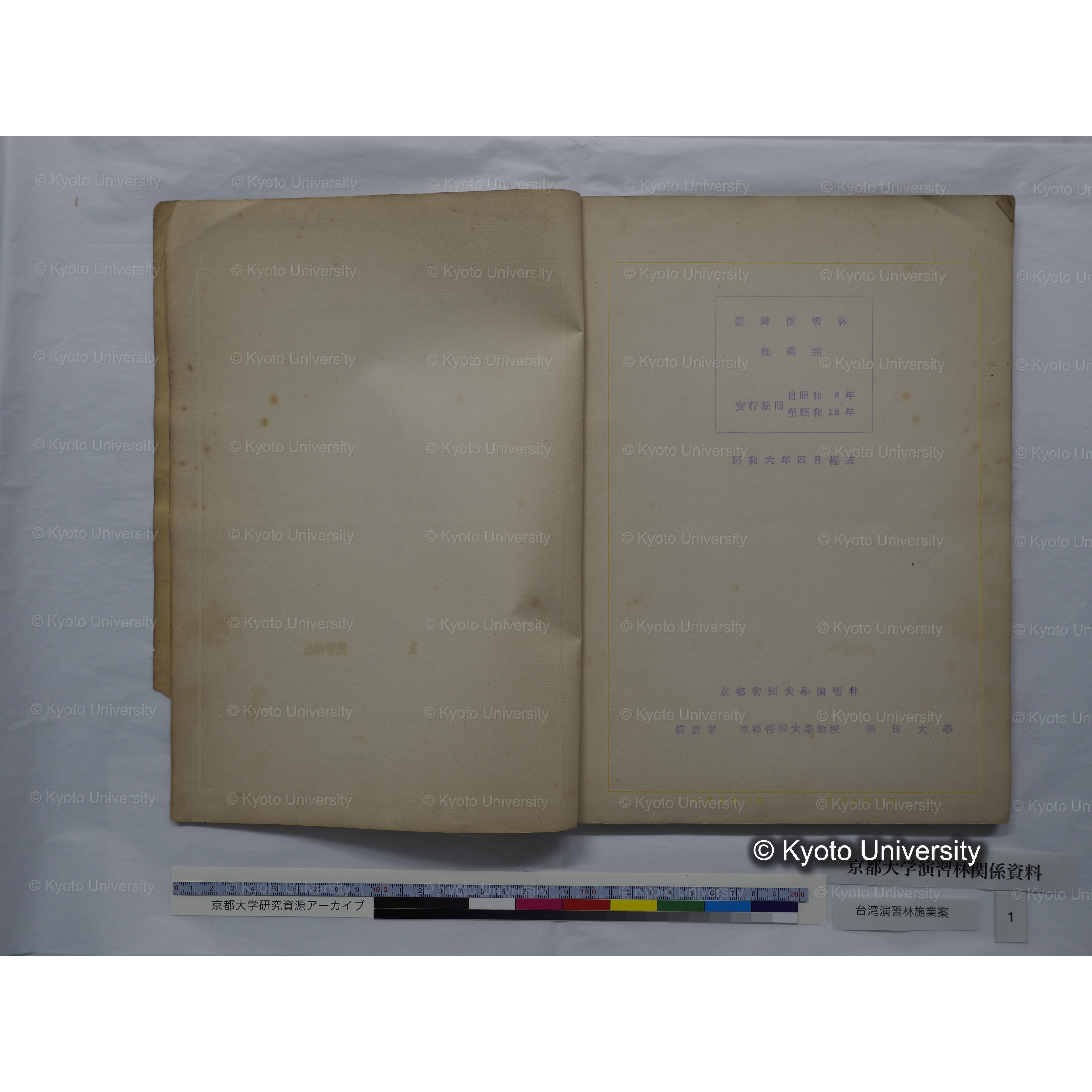 台湾演習林　施業案　実行期間＜自昭和 6年／至昭和12年＞　昭和六年四月編成. (4)