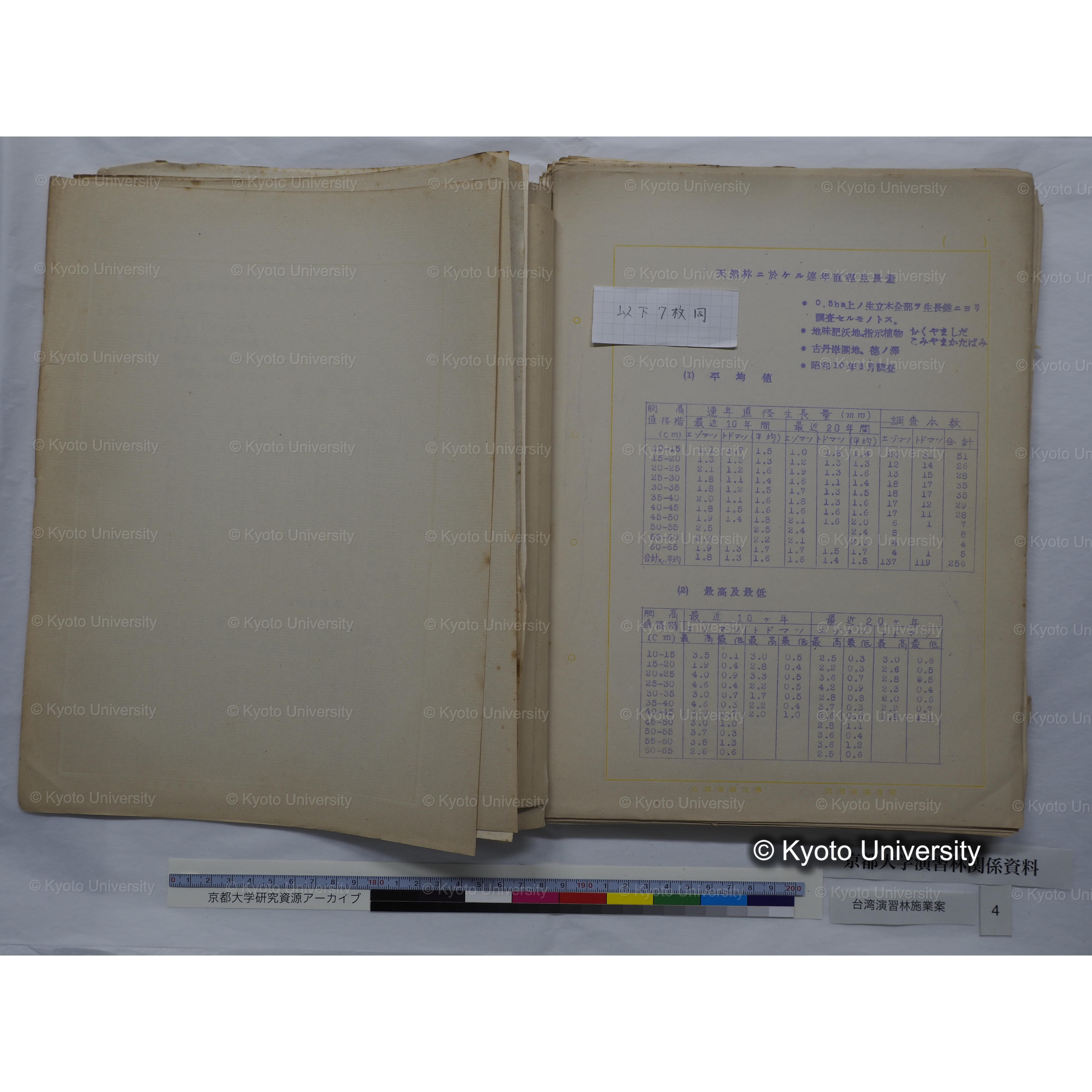 台湾演習林　施業案　実行期間＜自昭和 6年／至昭和12年＞　昭和六年四月編成. (54)