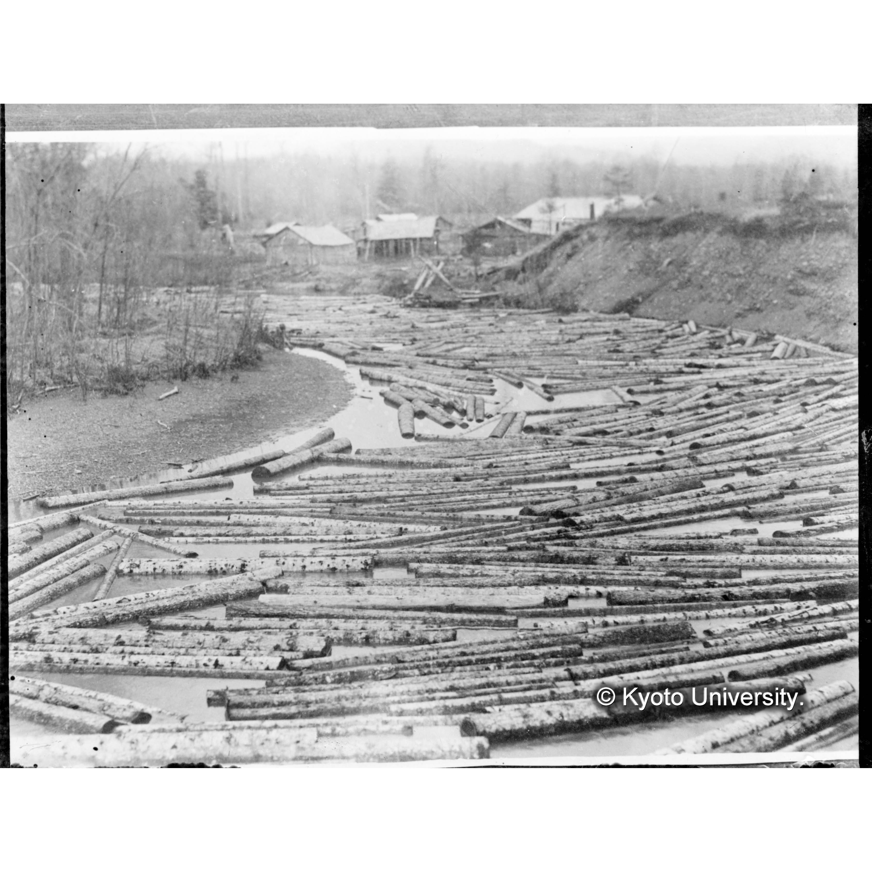 〔樺太演習林楠山作業所小屋崖下における管流し〕 (1)