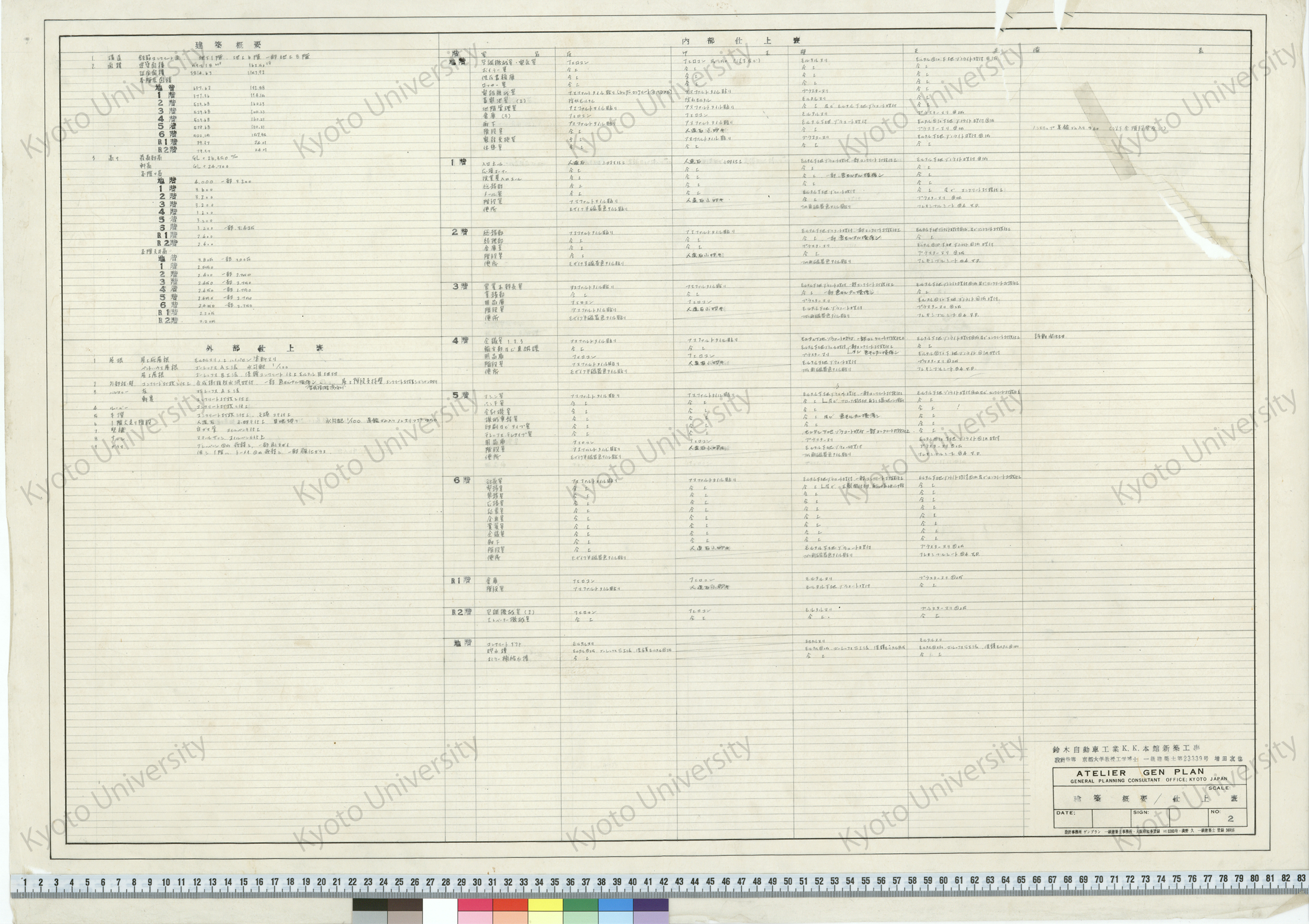 鈴木自動車工業K.K.本館新築工事_建築概要／仕上表_2_増田友也（設計指導） (1)