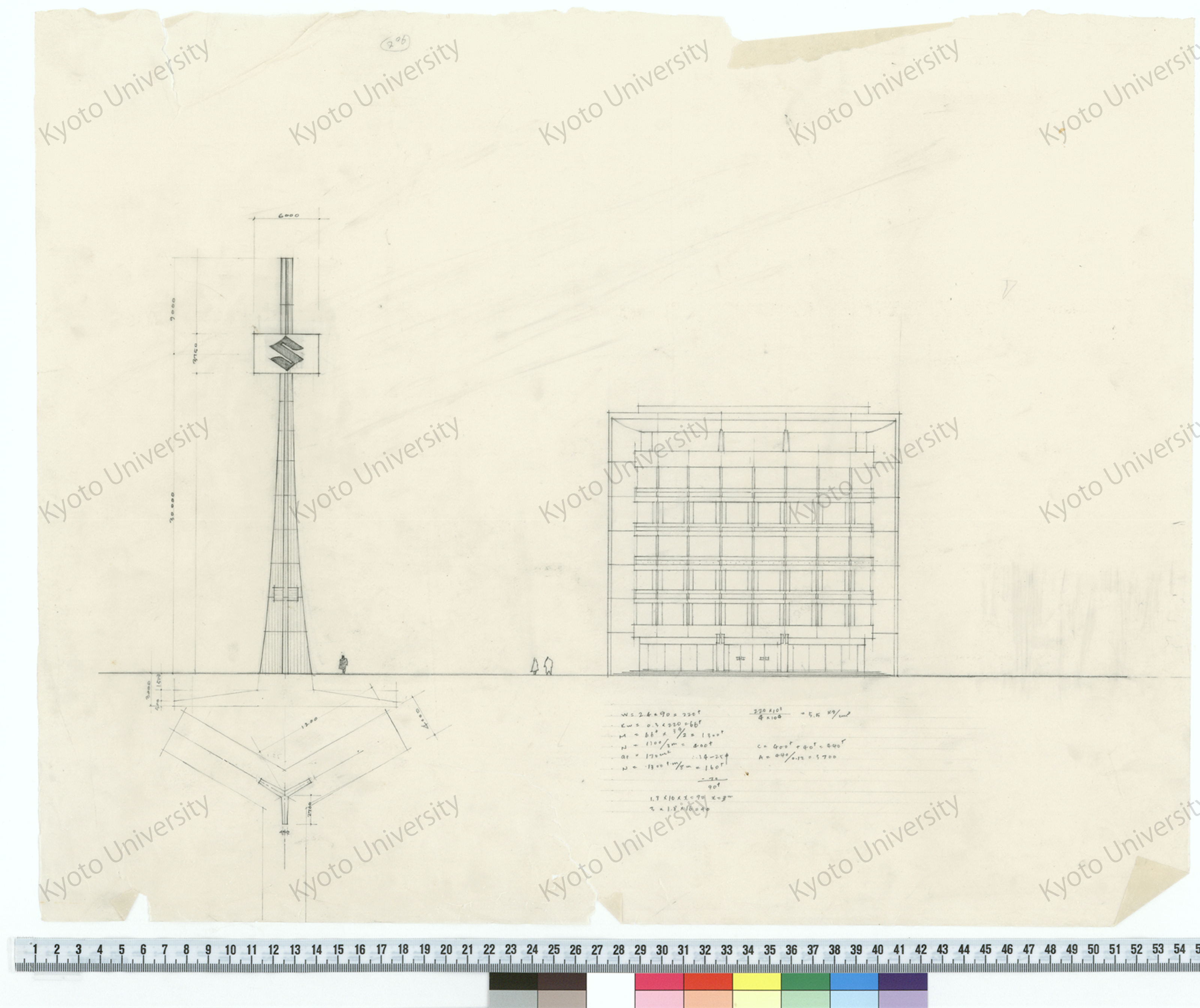 鈴木自動車工業K.K.本館新築工事_［立面図］ (1)