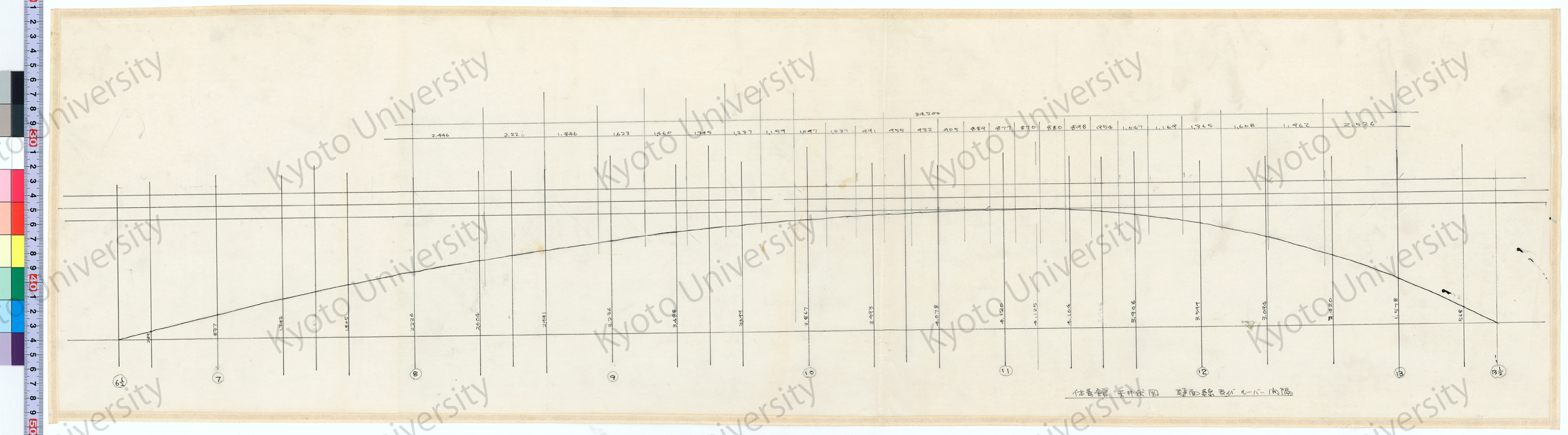 体育館 天井伏図 壁面線及びルーバー間隔 (1)