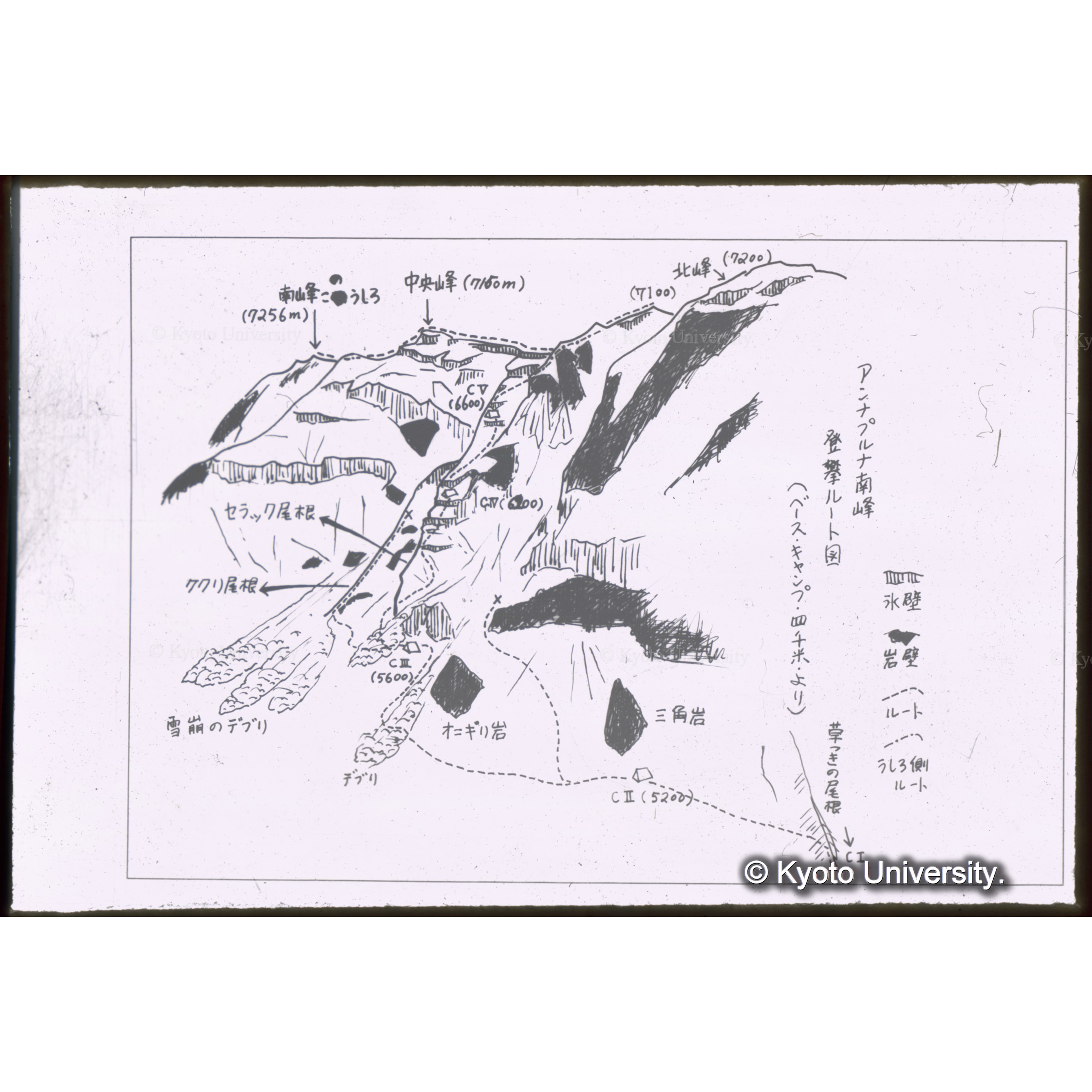 ガネッシュ登攀ルートのスケッチ（BCから吉野） (1)
