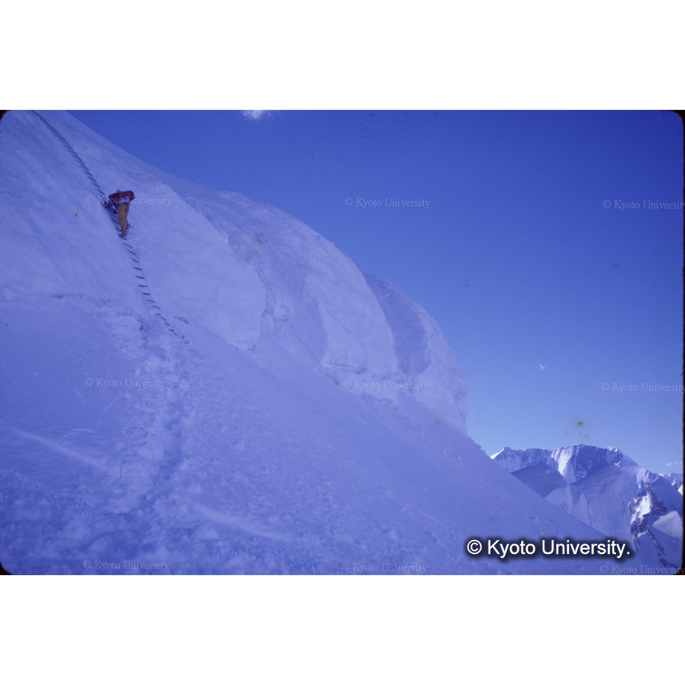 タテ割れクレバス右下部にナワバシゴ設置（７/２２　） (1)