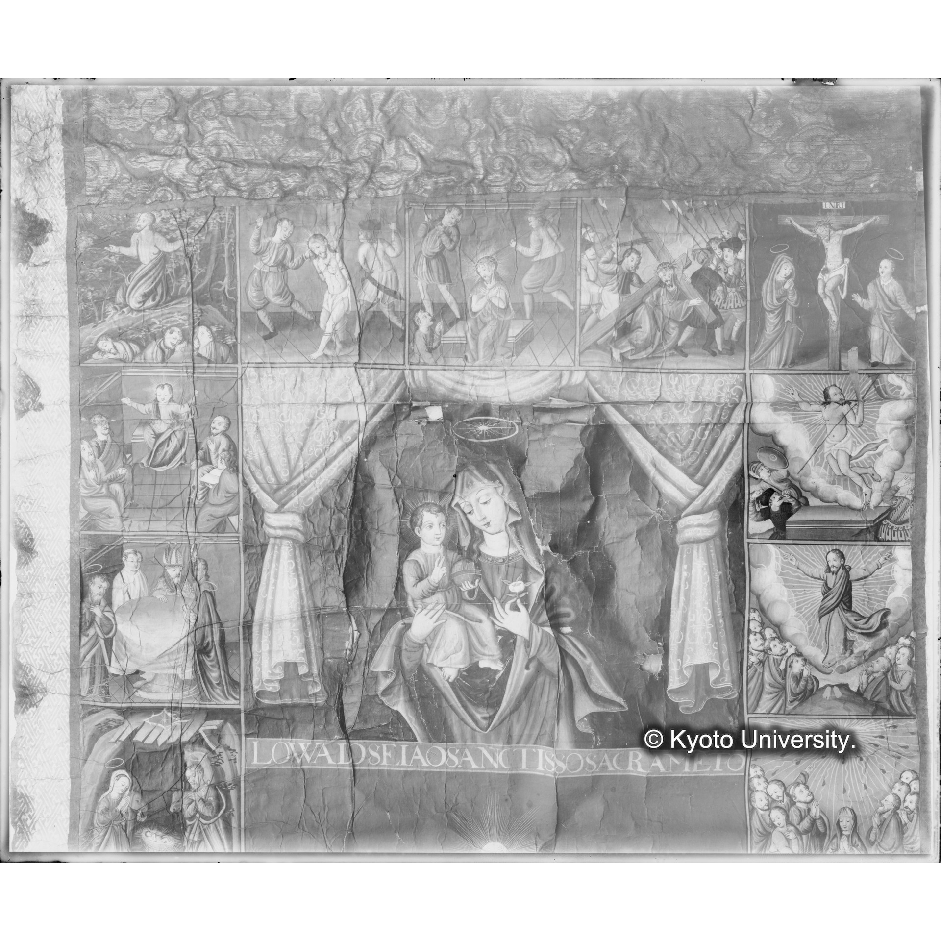 マリア十五玄義図　原田家本　上部（発見当初） (1)