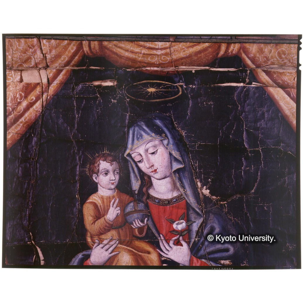 カラー写真（等倍十五分割：中央上段：聖母子） (1)