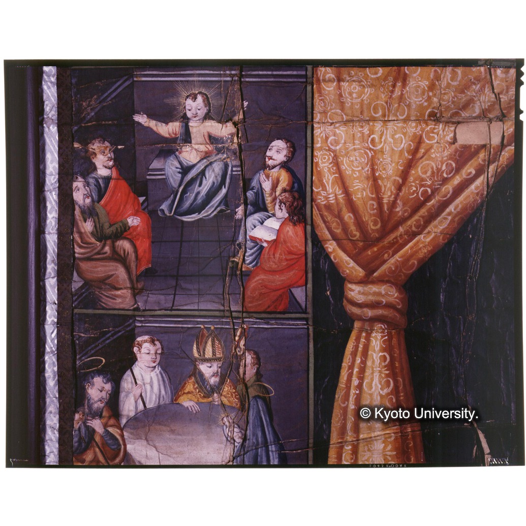 カラー写真（等倍十五分割：中央上段・十五玄義第四図・第五図） (1)