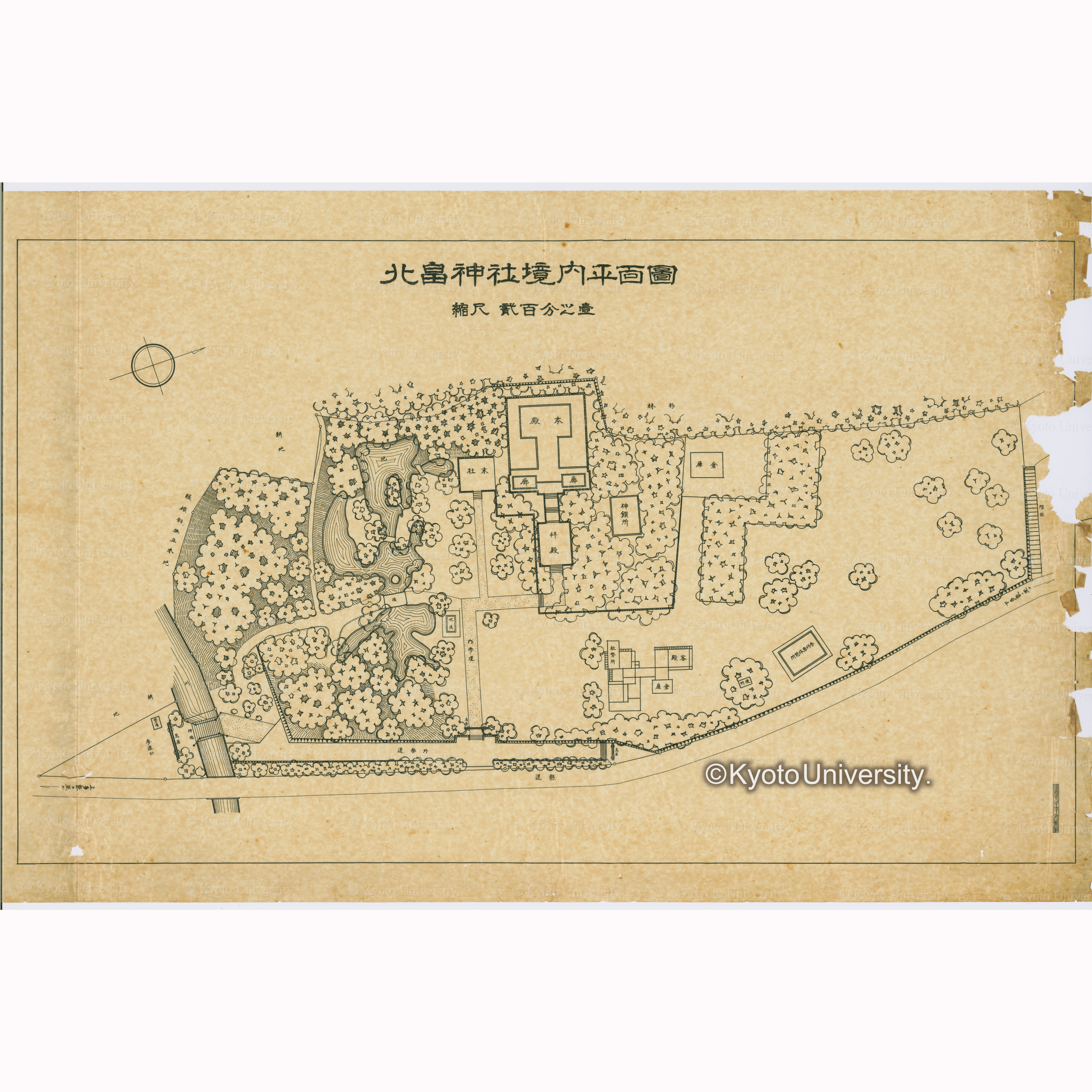 北畠神社境内平面図　縮尺二百分之一　昭和九年十月製図 (1)