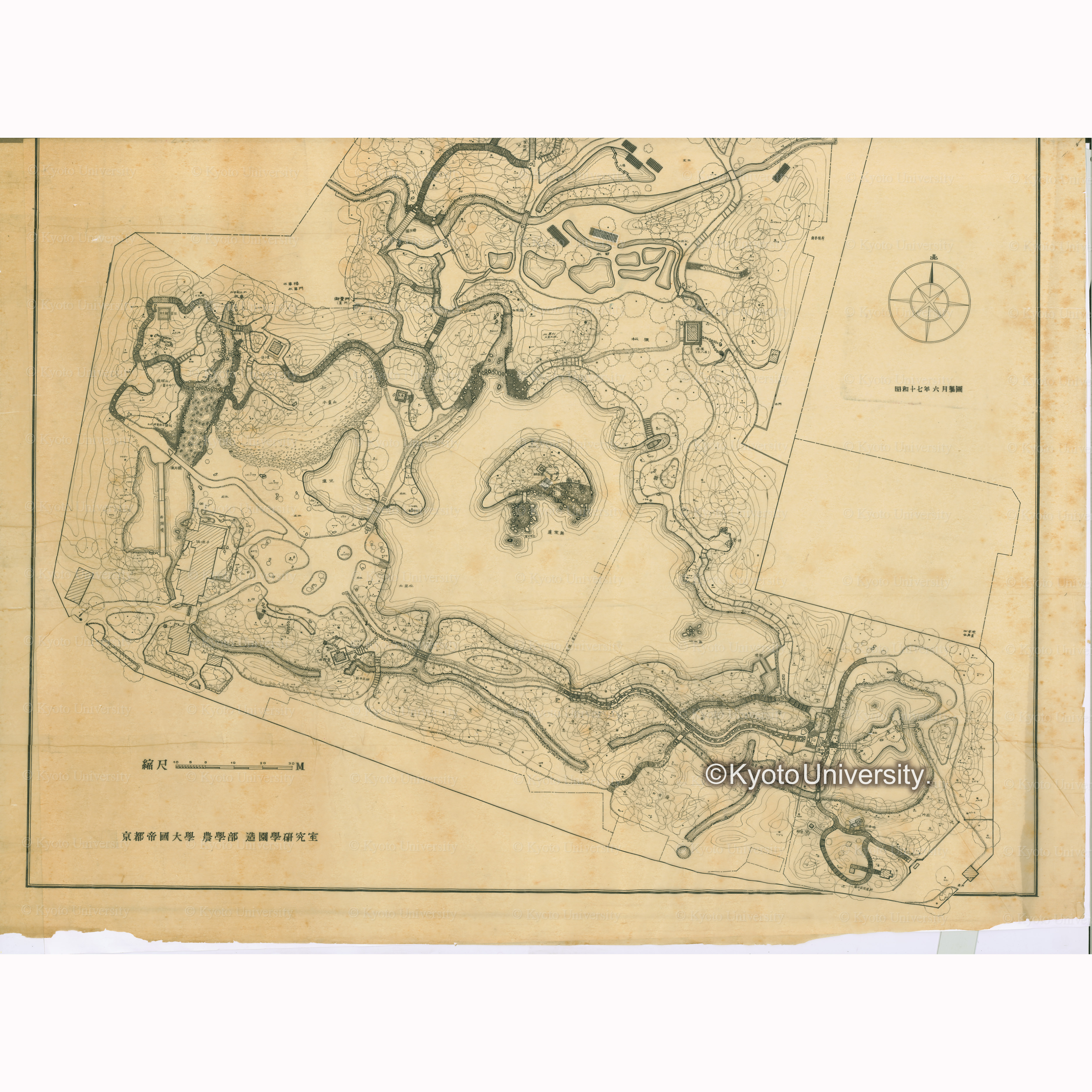 後楽園平面図　面積一万九千七百坪　昭和十七年六月製図　京都帝国大学農学部造園学研究室 (2)