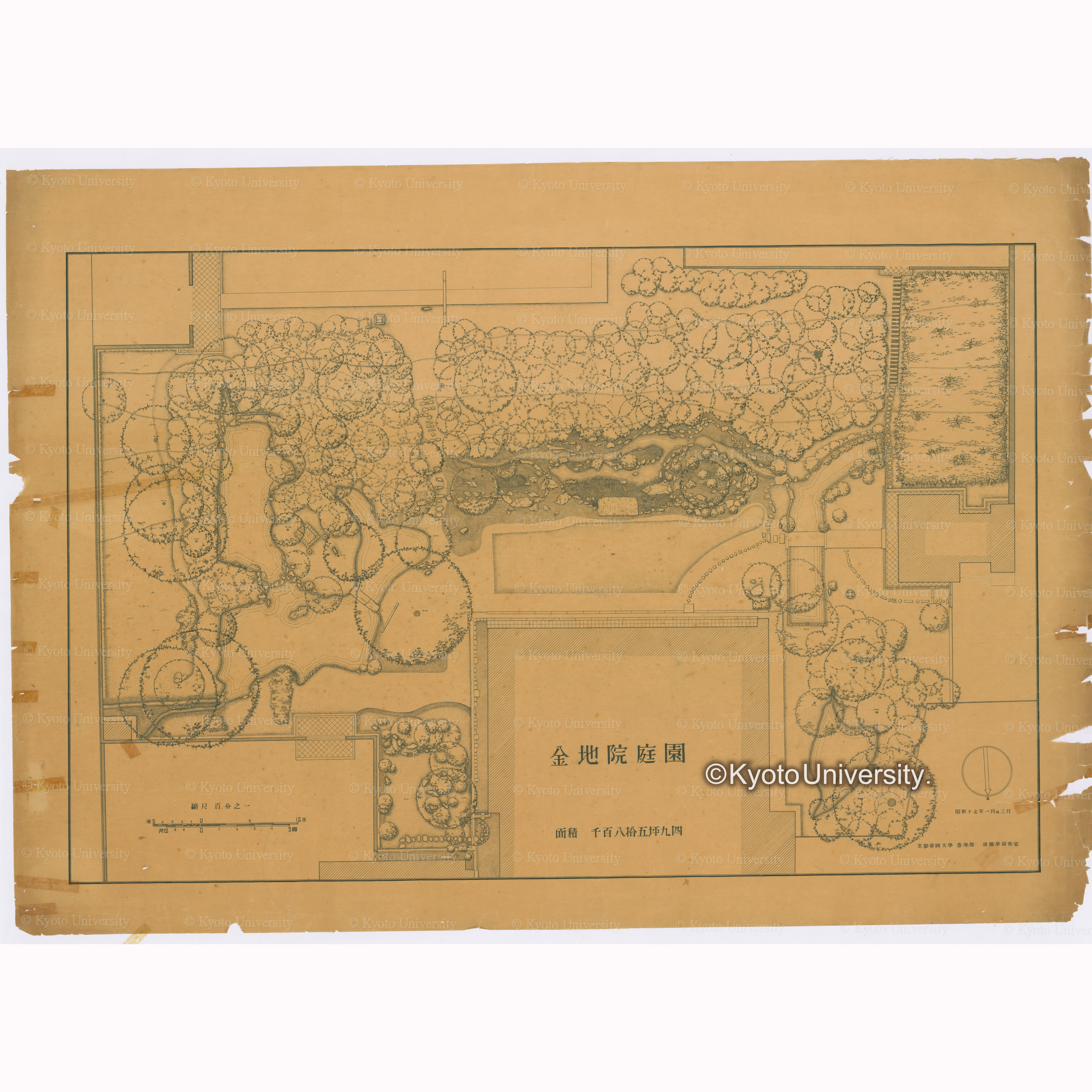 金地院庭園　面積千百八拾五坪九四　昭和十七年一月及三月　京都帝国大学農学部造園学研究室 (1)